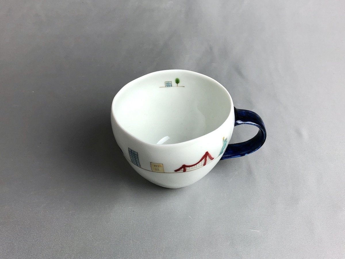 さんぽアメリカ丸マグ青【一峰窯】