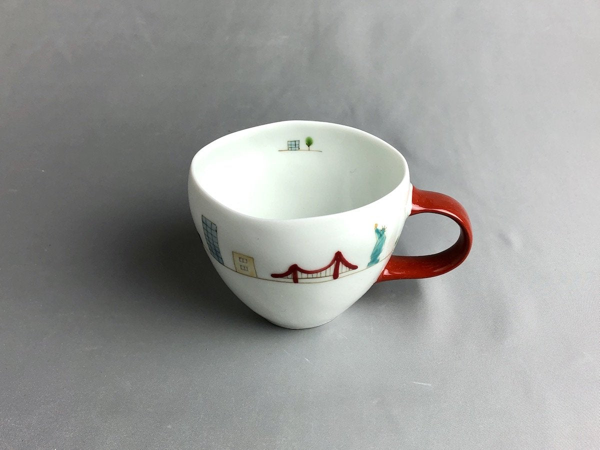 さんぽアメリカ丸マグ赤【一峰窯】