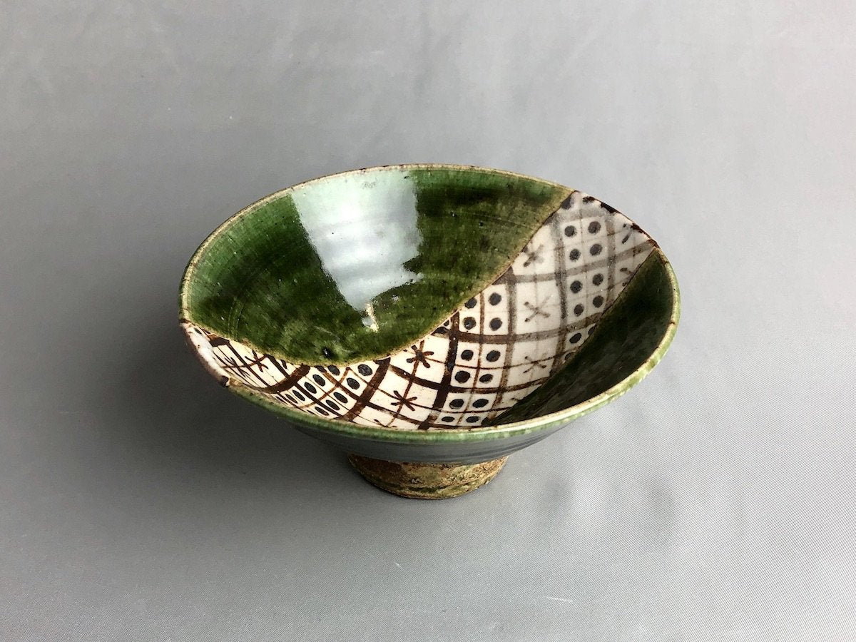 織部幾何紋茶漬碗【君波延昌】