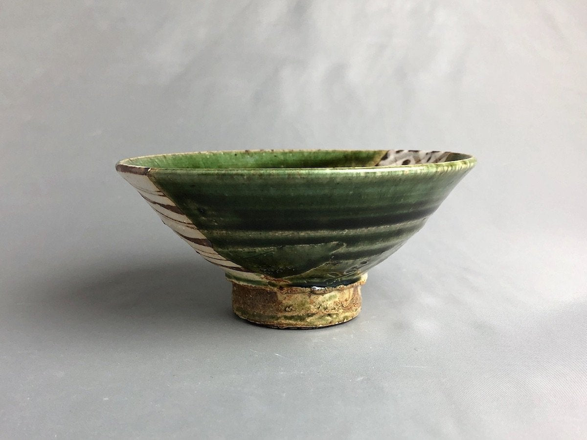 織部幾何紋茶漬碗【君波延昌】