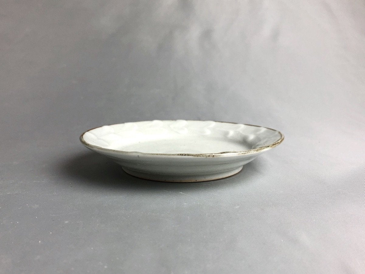 白磁ふた葉4.5寸皿【小林巧征】