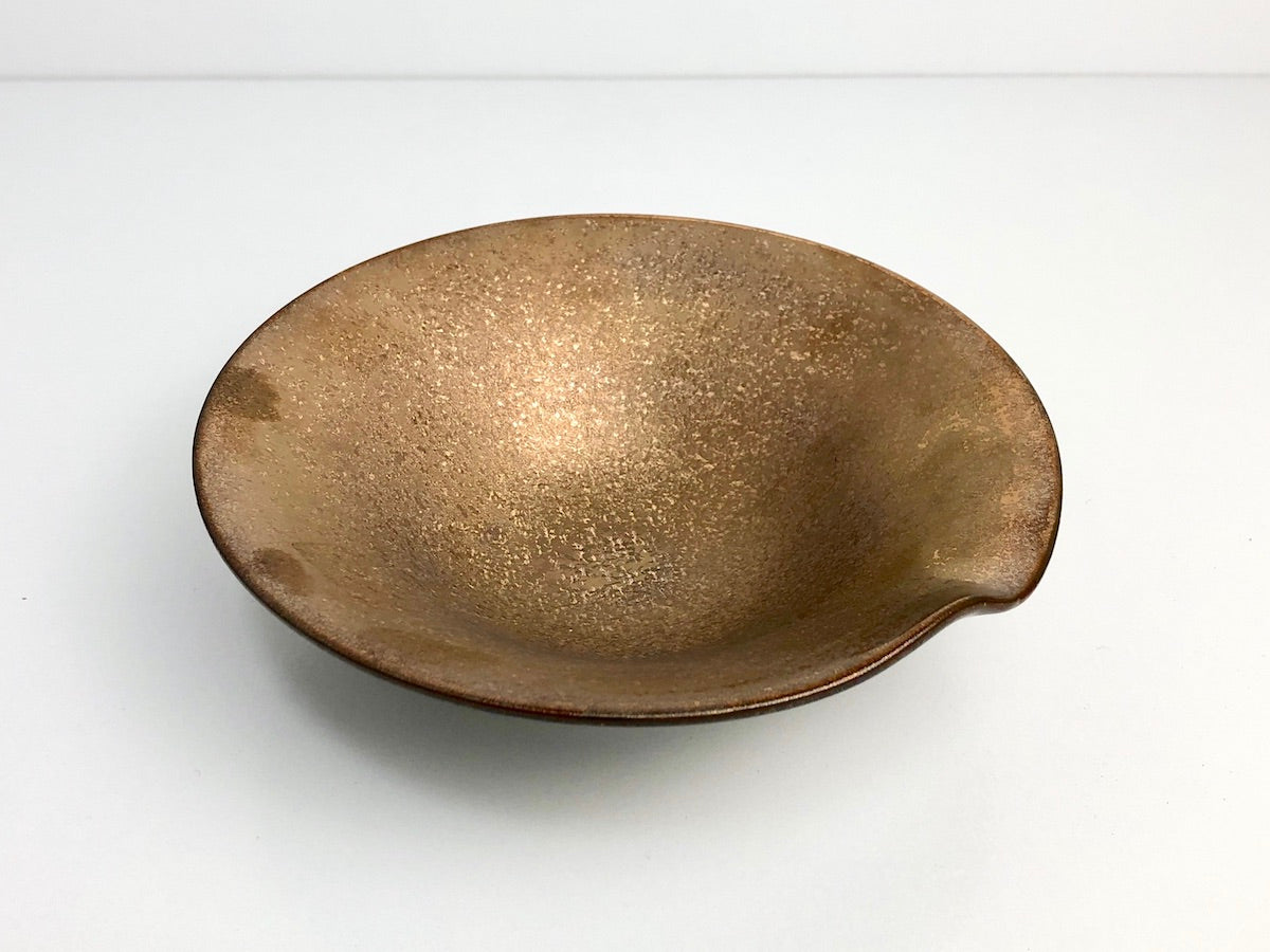 黒柚子内銅塗り一方押5.5寸反鉢【陶悦窯】