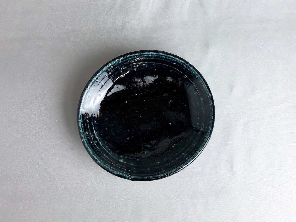 藍釉5寸たわみ鉢【山本一仁】