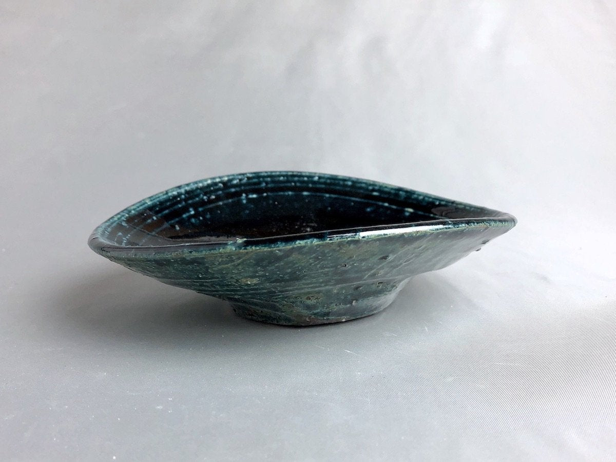 藍釉5寸たわみ鉢【山本一仁】