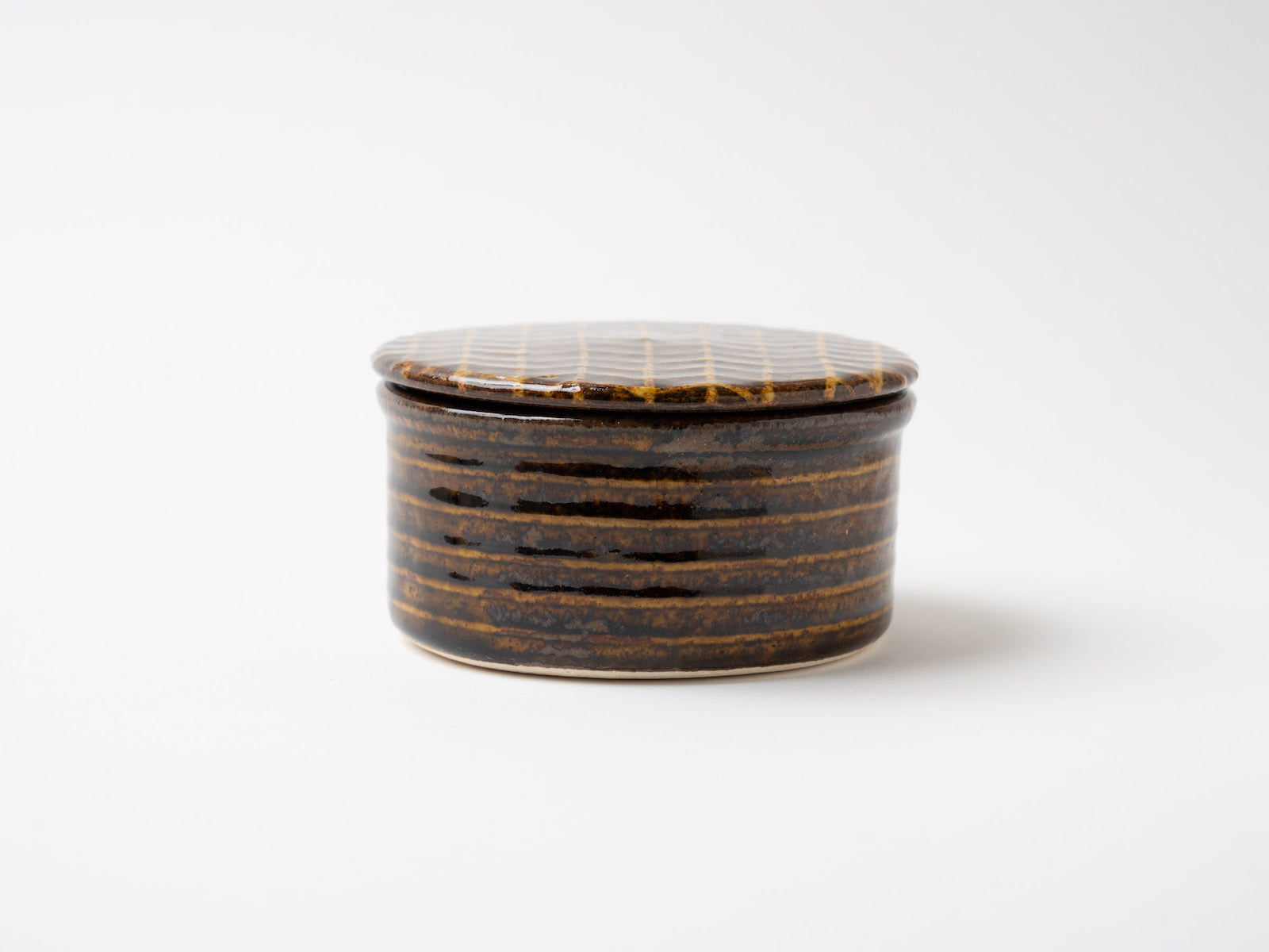 アメ釉耐熱蓋物 中 b【牧田亮展示会】