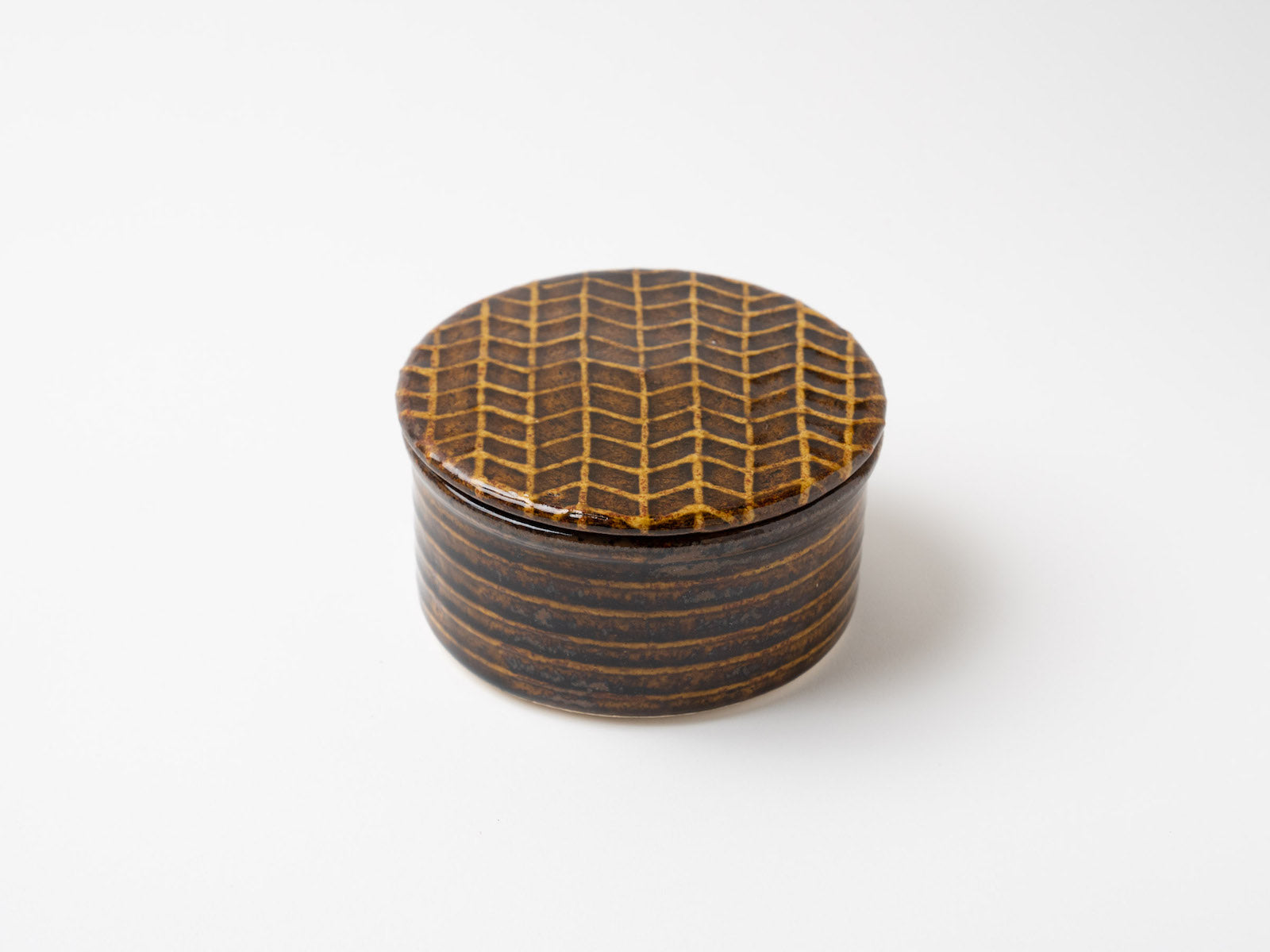 アメ釉耐熱蓋物 中 b【牧田亮展示会】