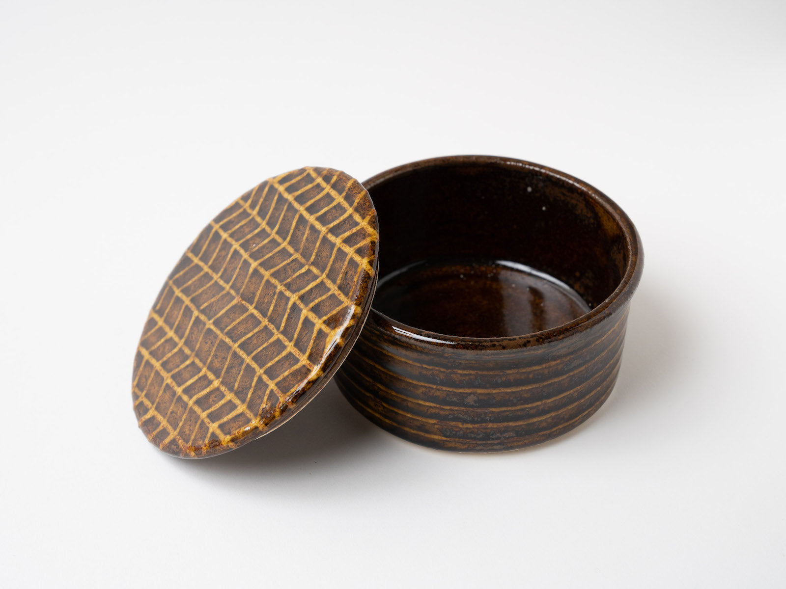 アメ釉耐熱蓋物 中 b【牧田亮展示会】