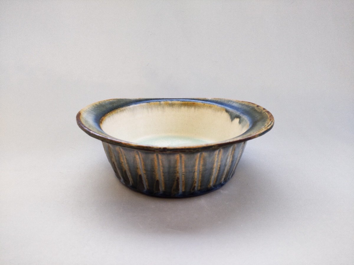 灰釉線彩耐熱グラタンボウル【山本泰三】