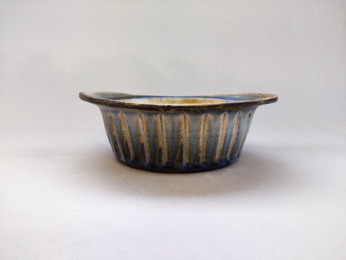 灰釉線彩耐熱グラタンボウル【山本泰三】