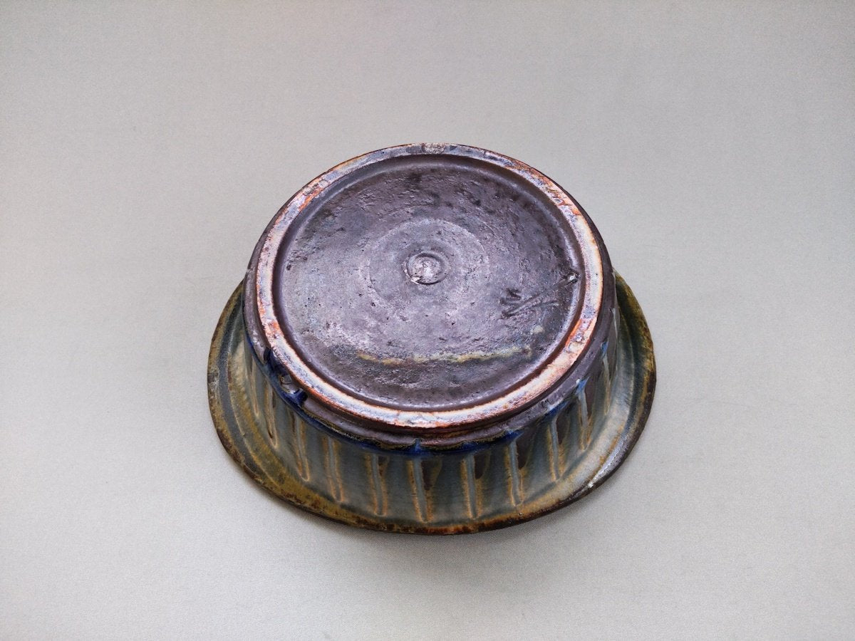 灰釉線彩耐熱グラタンボウル【山本泰三】