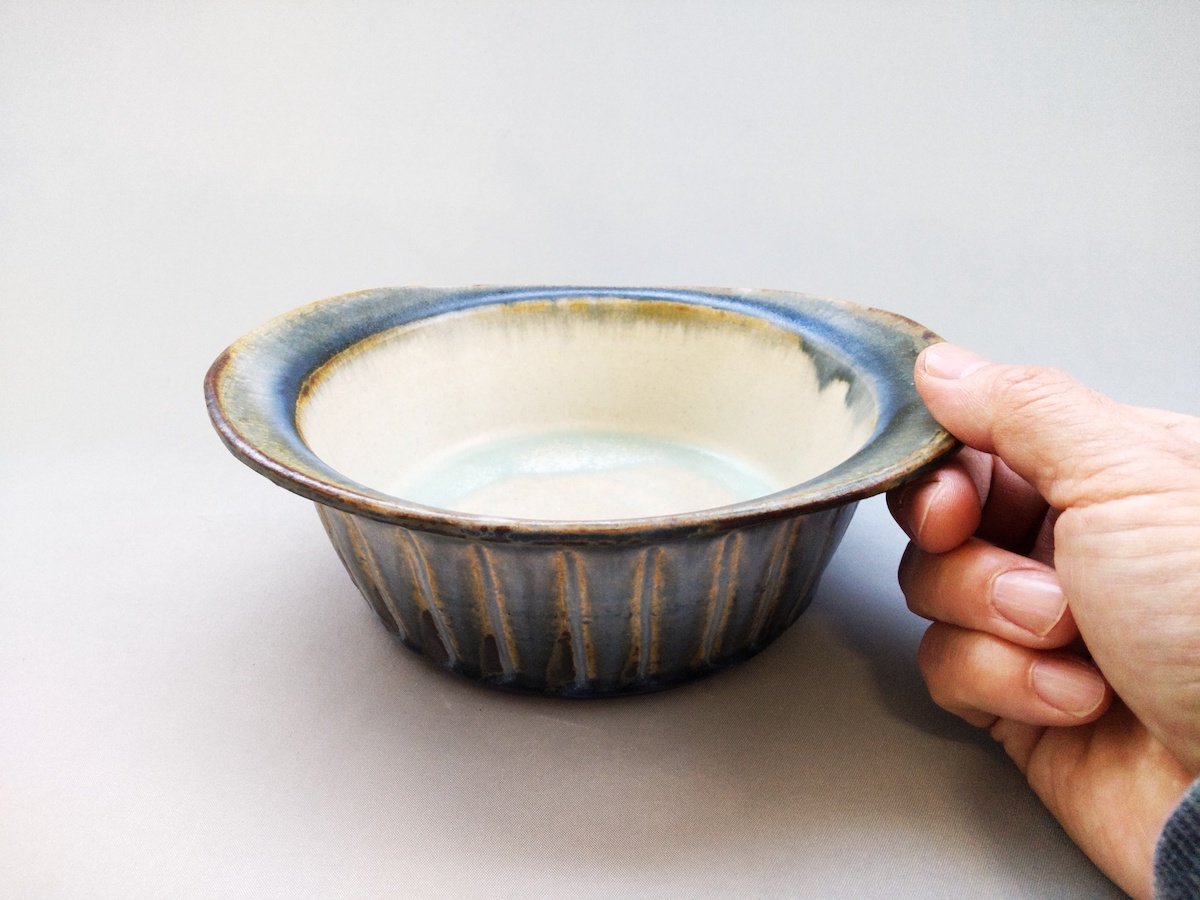 灰釉線彩耐熱グラタンボウル【山本泰三】