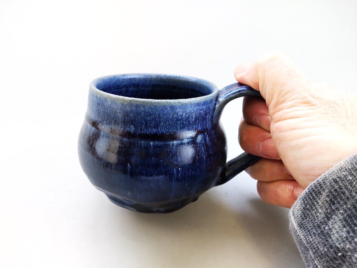 紺碧釉丸マグ【山本一仁】