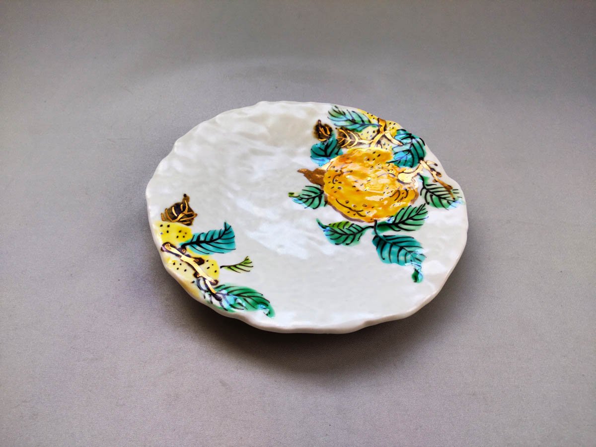 色絵ゆず紋5寸皿【和田一人】