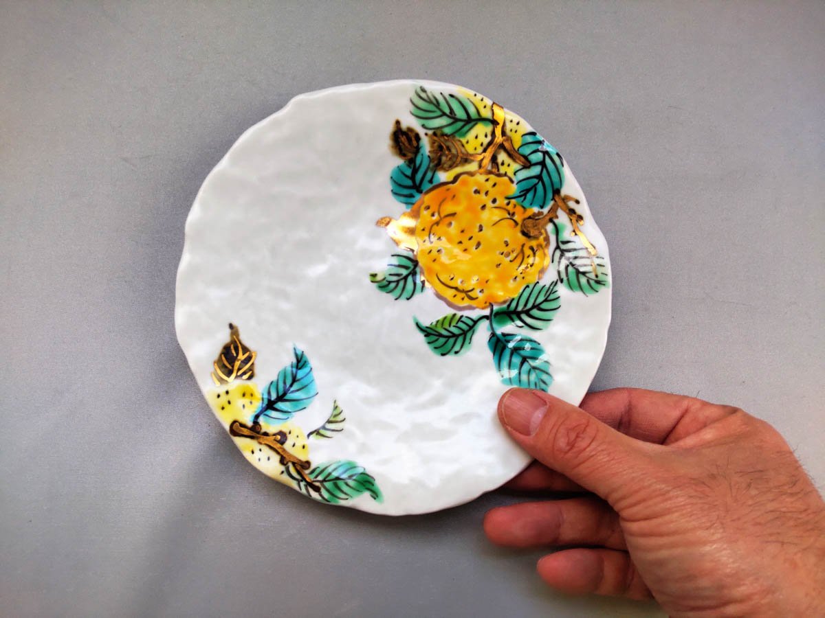 色絵ゆず紋5寸皿【和田一人】