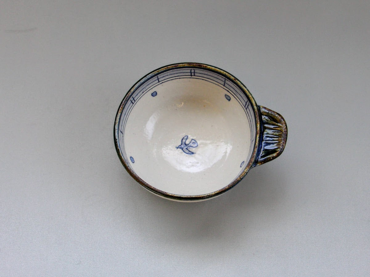 手付鉢 青 葉と鳥【加藤淳】