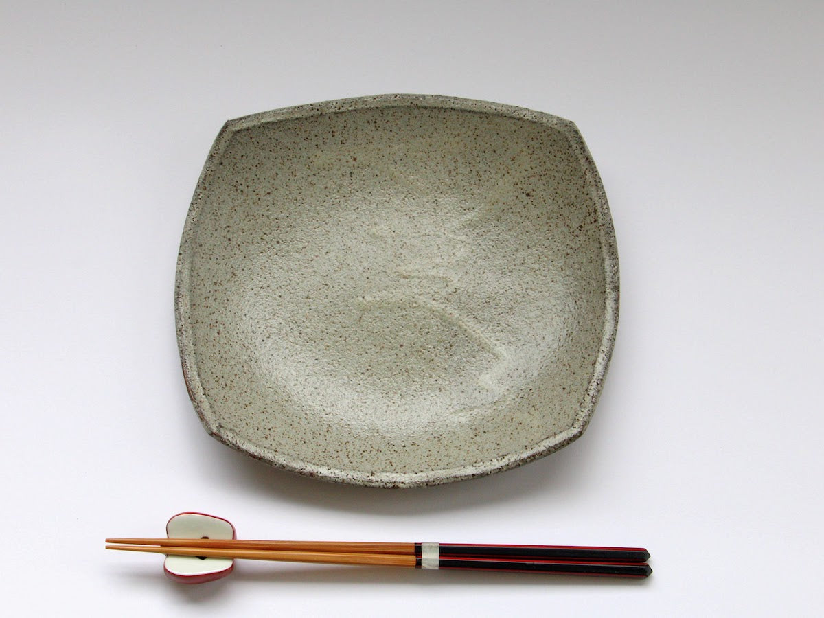 灰釉6寸角皿【村井信幸】