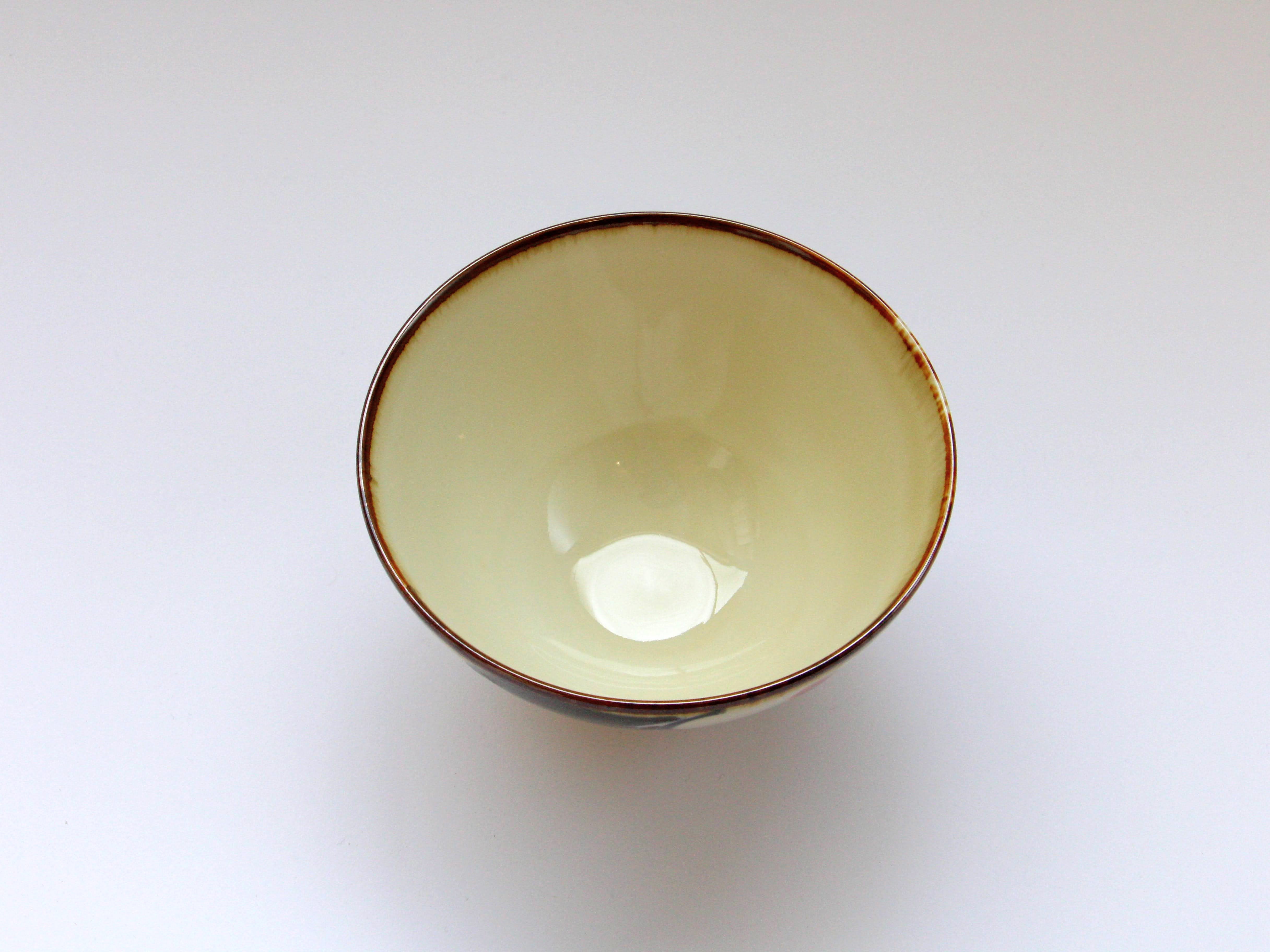 コハク唐草飯碗 赤【福峰窯】