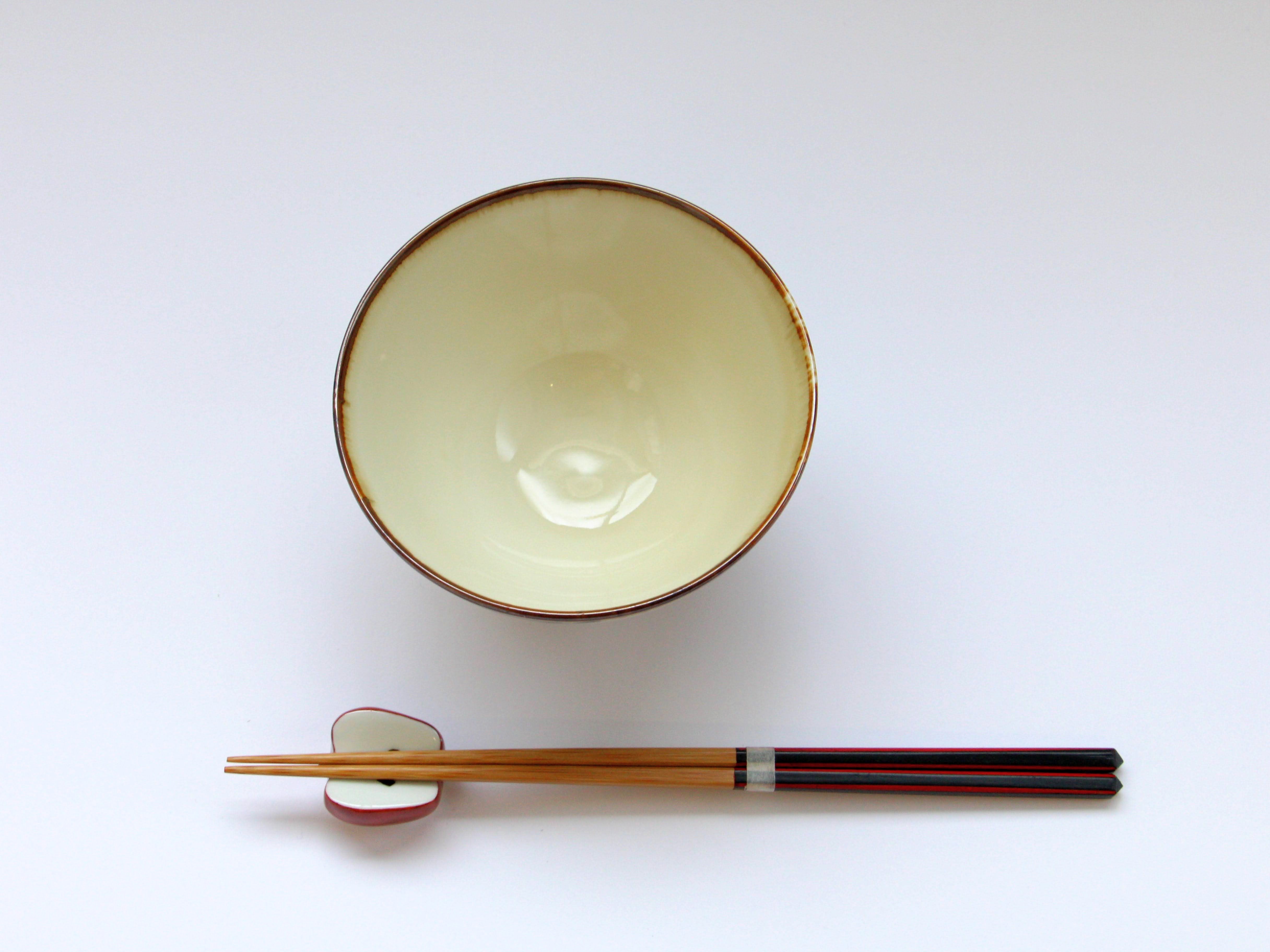 コハク唐草飯碗 赤【福峰窯】