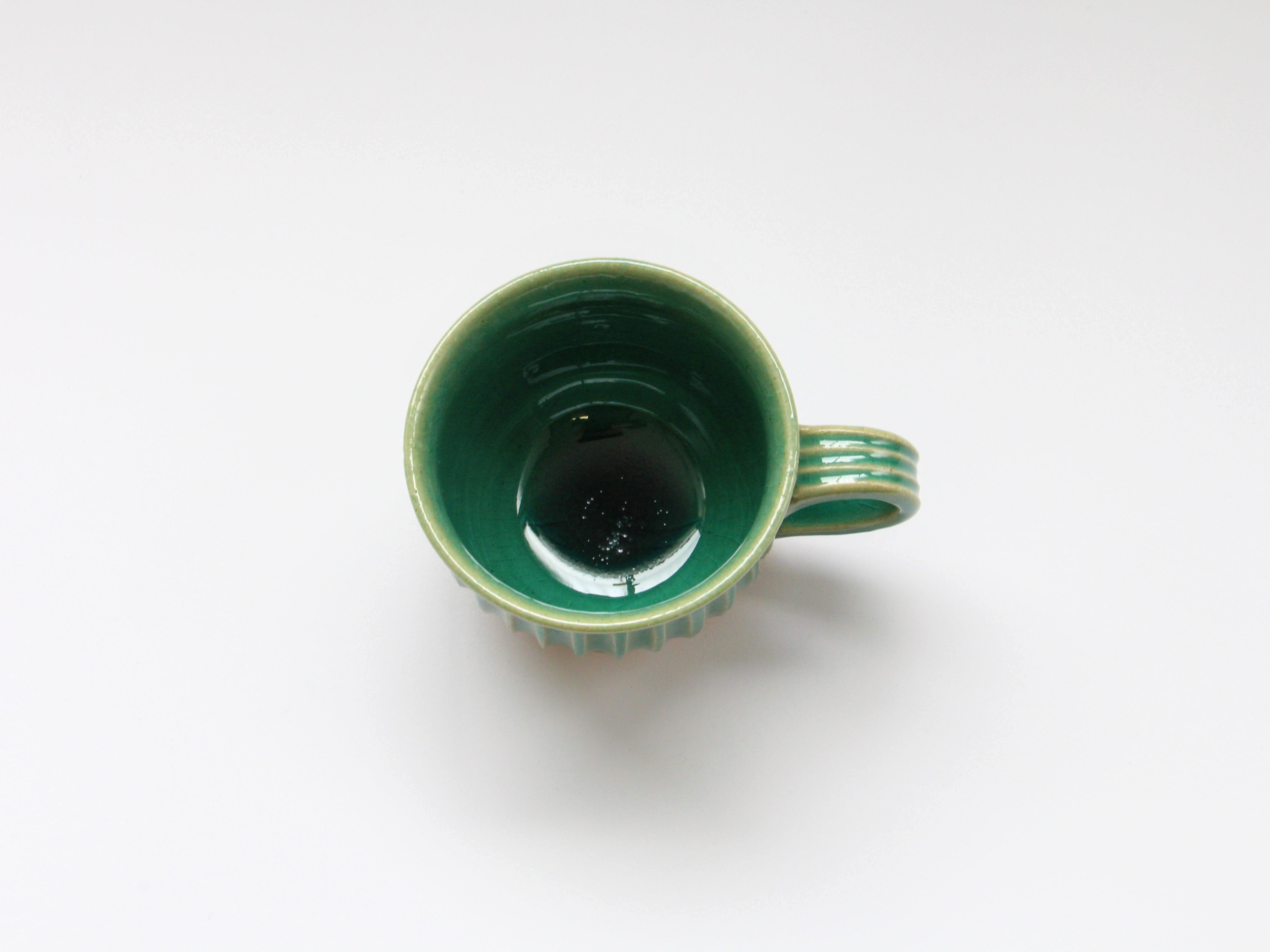 トルコ青しのぎコーヒー碗【赤根真次】