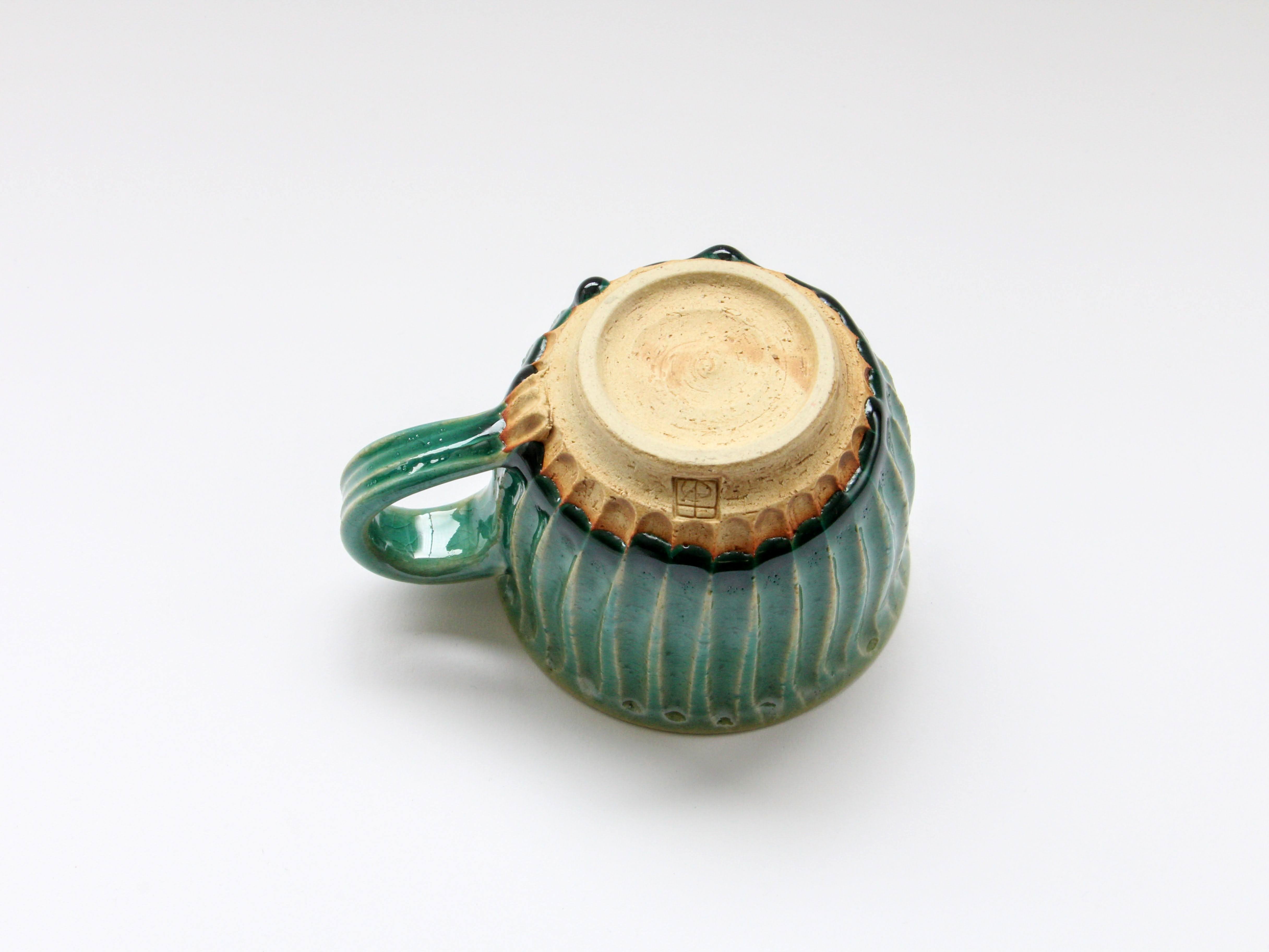 トルコ青しのぎコーヒー碗【赤根真次】