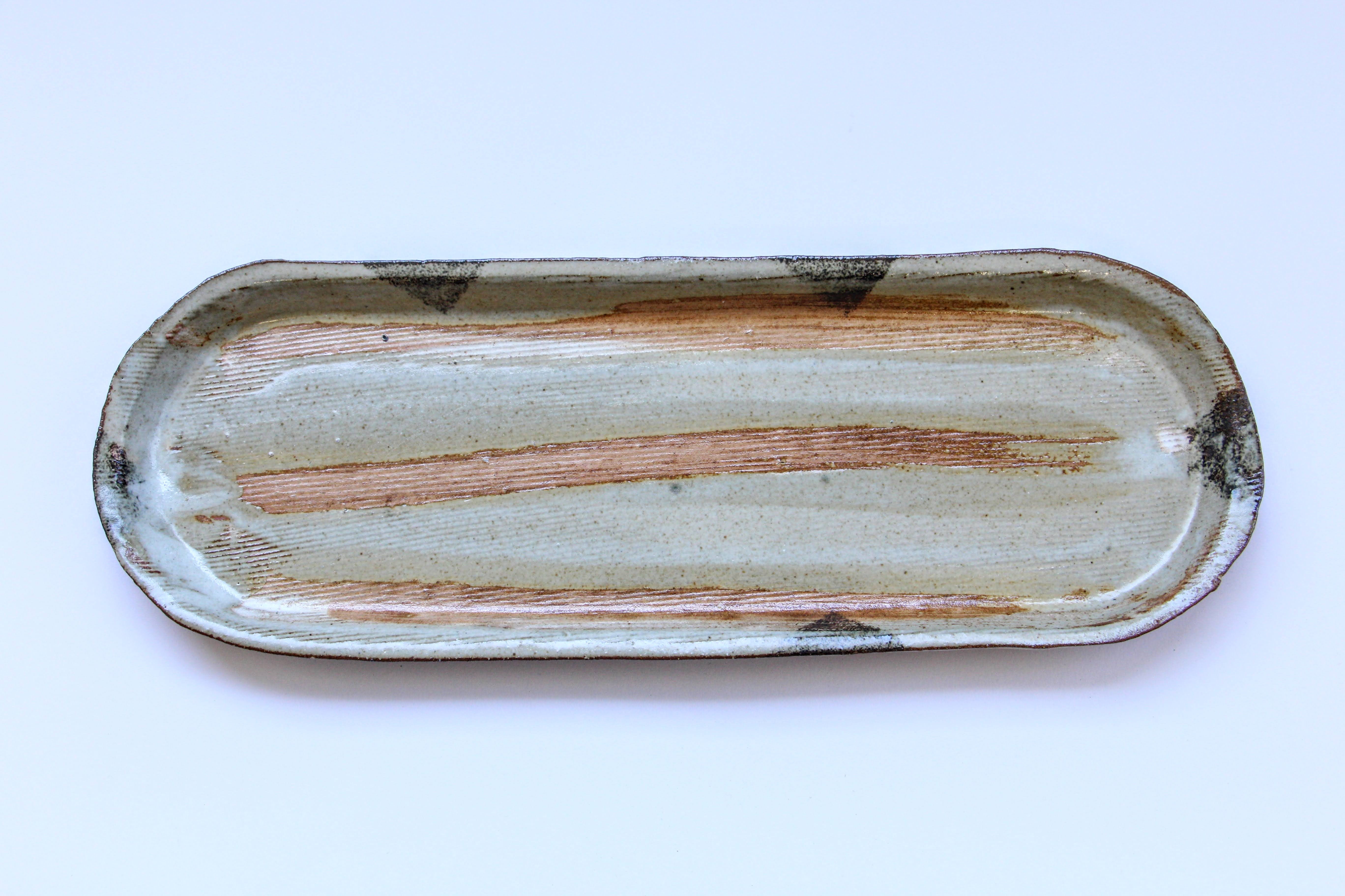 夕暮れ長皿34cm【日下青作/麻里】