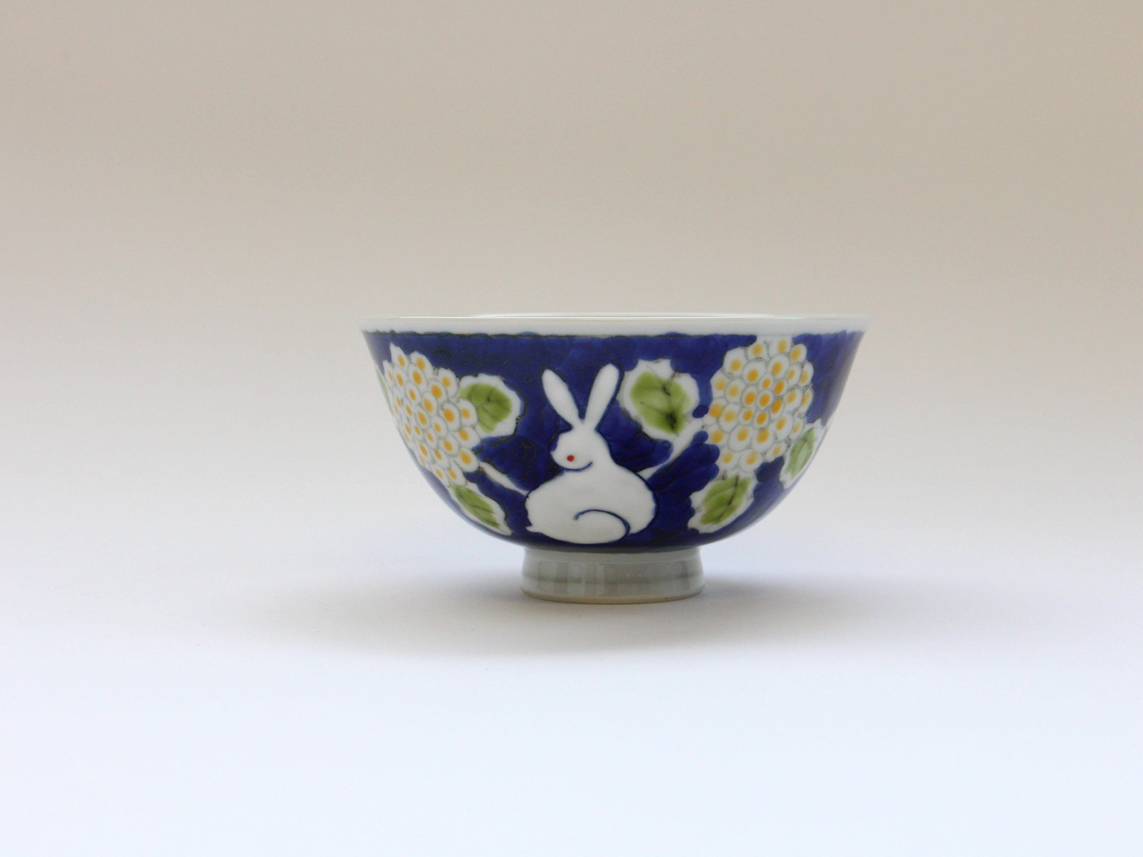 濃花うさぎ飯碗 小【徳七窯】