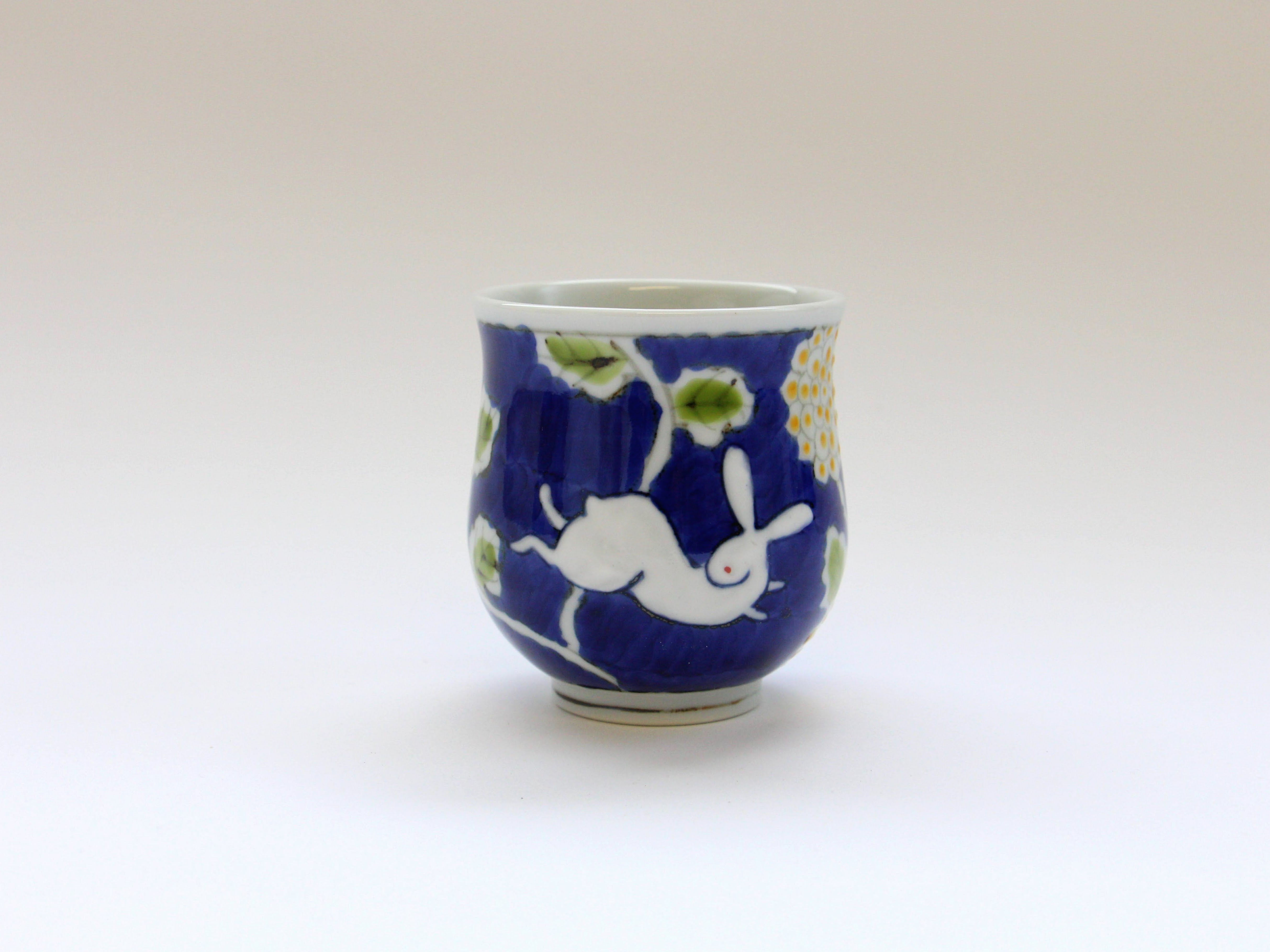 濃花うさぎ湯呑 小【徳七窯】