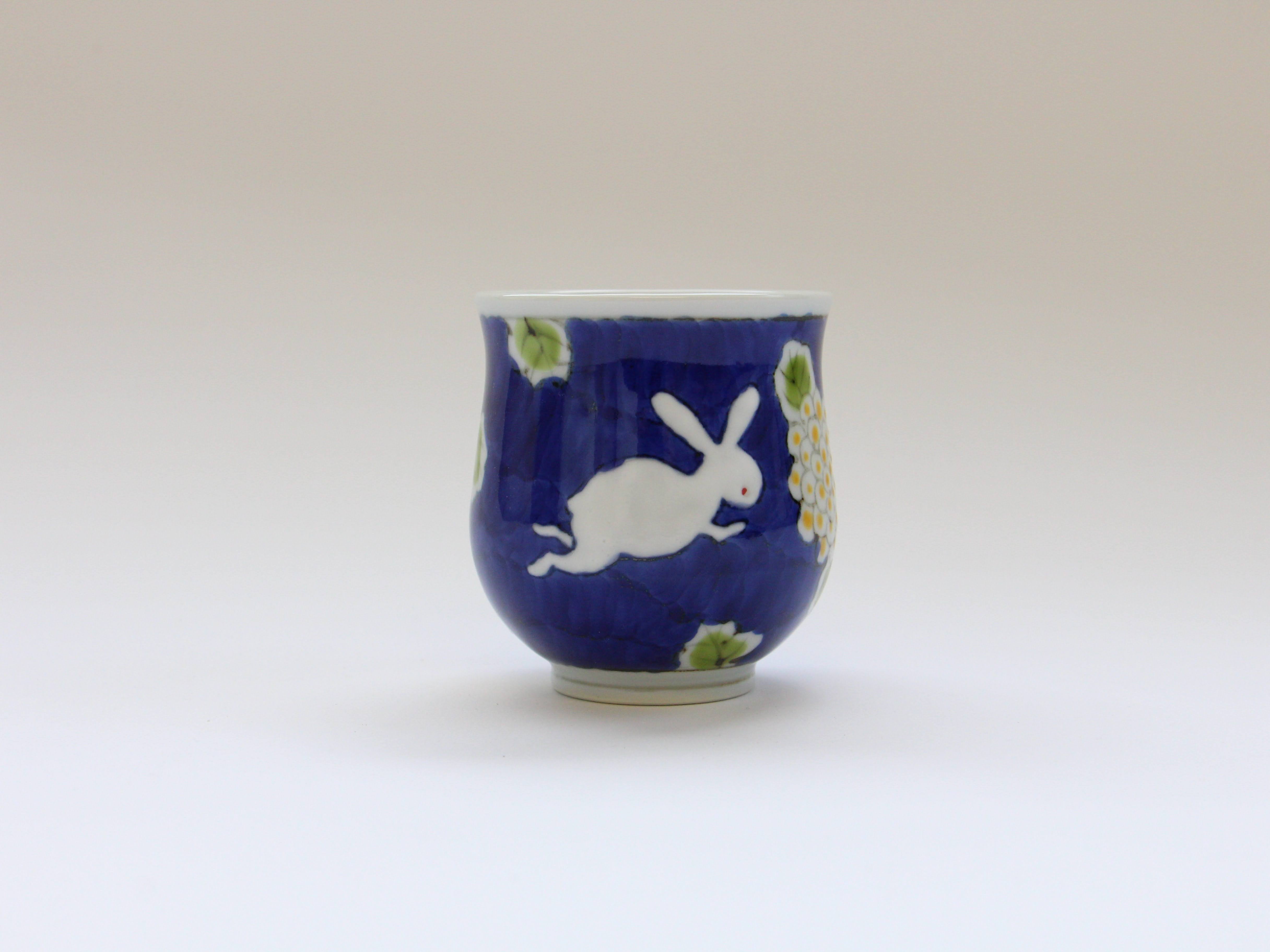 濃花うさぎ湯呑 小【徳七窯】