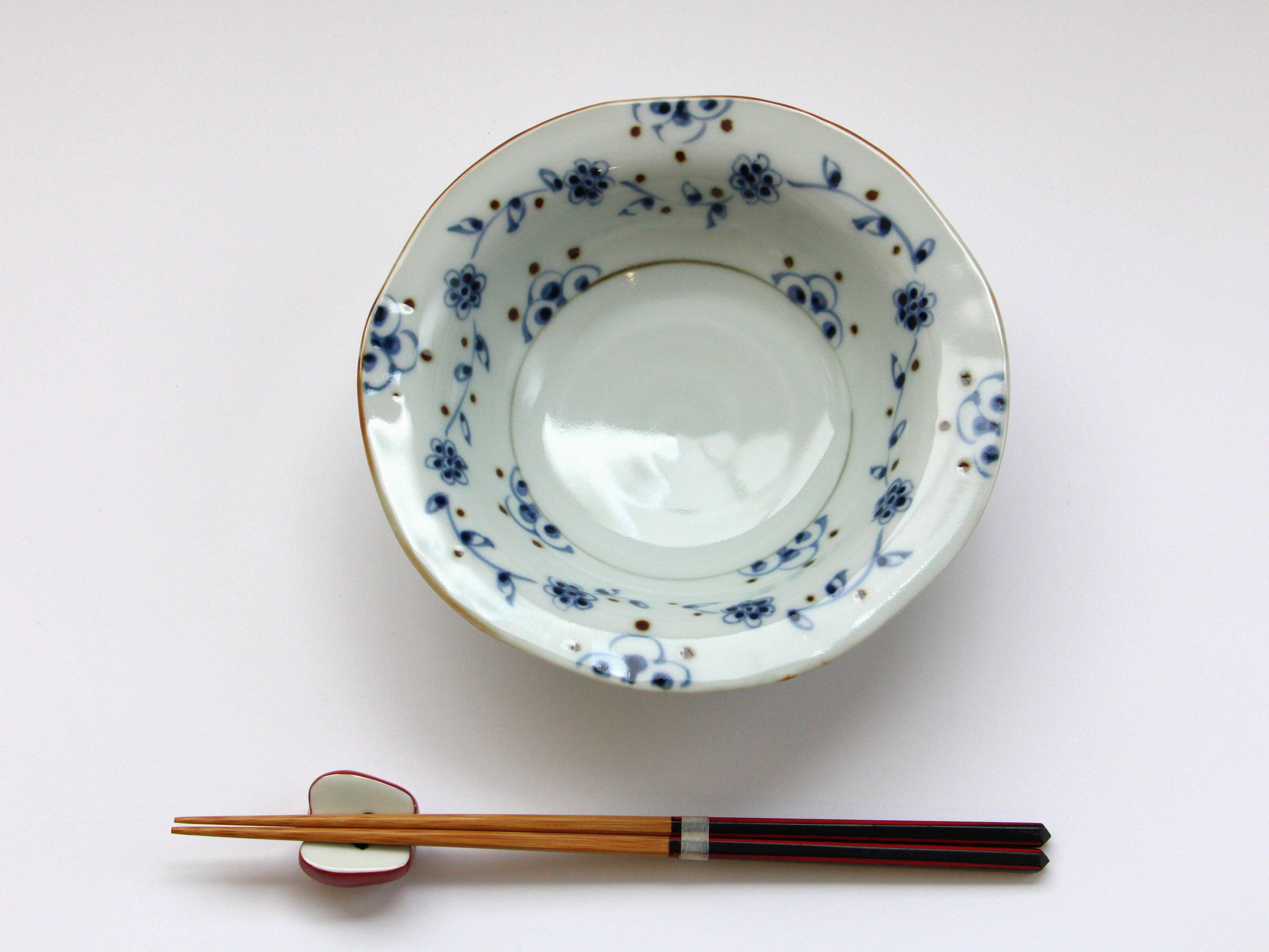 つる花唐草リムボウル【徳七窯】