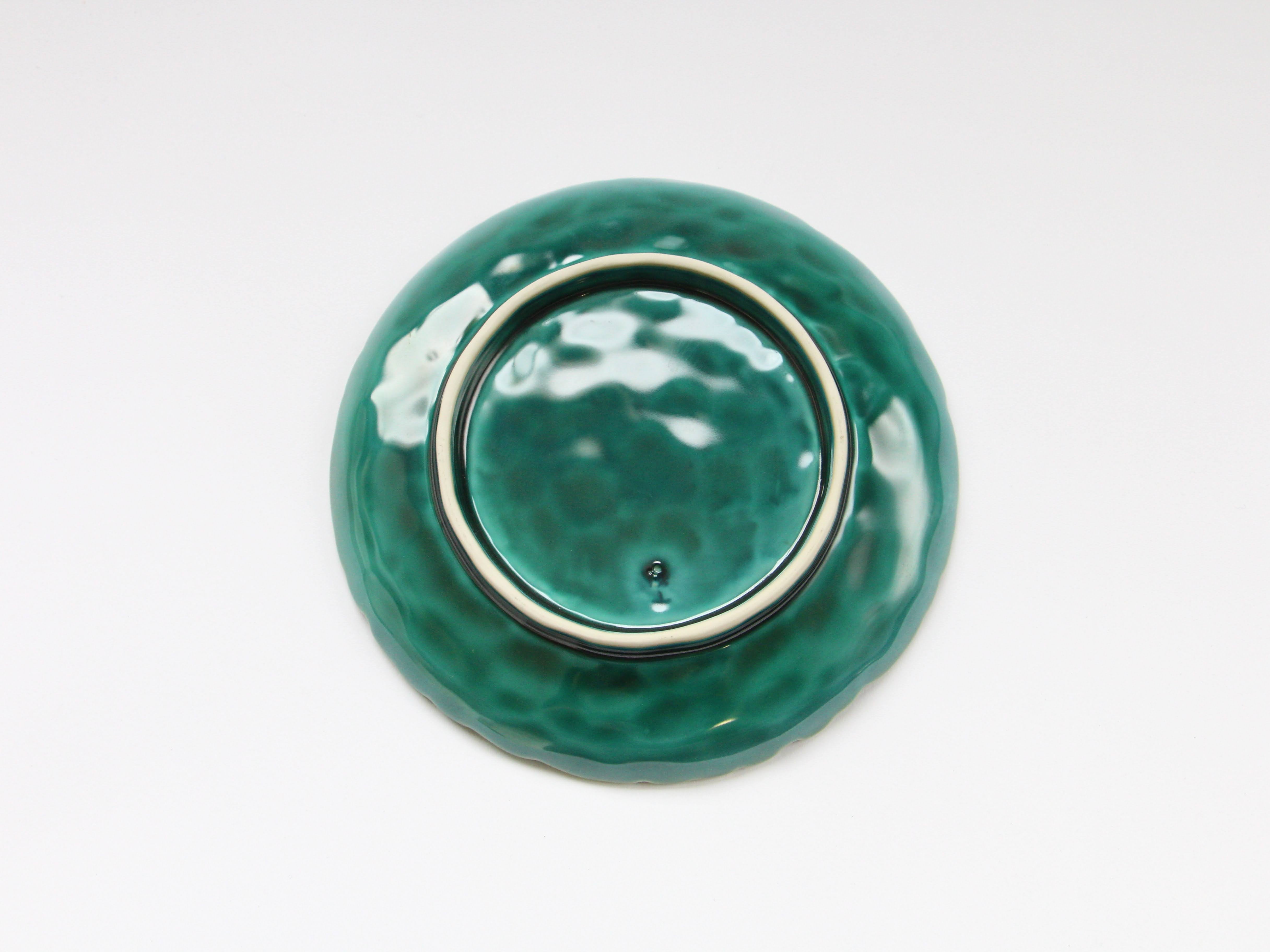 濃緑釉花ちらしフルーツ皿【梶謙製磁】