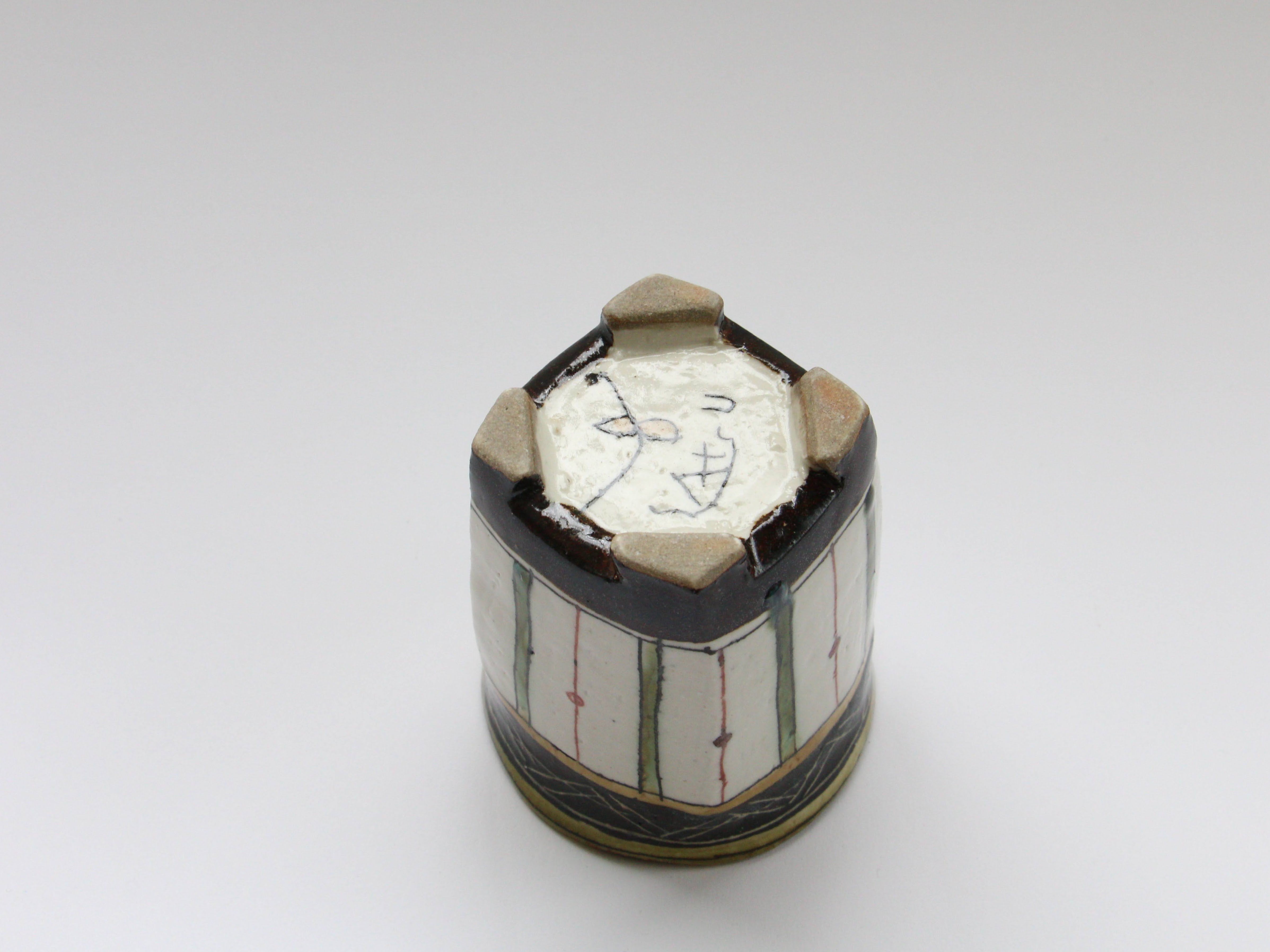 四つ足カップ 掻き落としジグザグと十草【加藤淳】