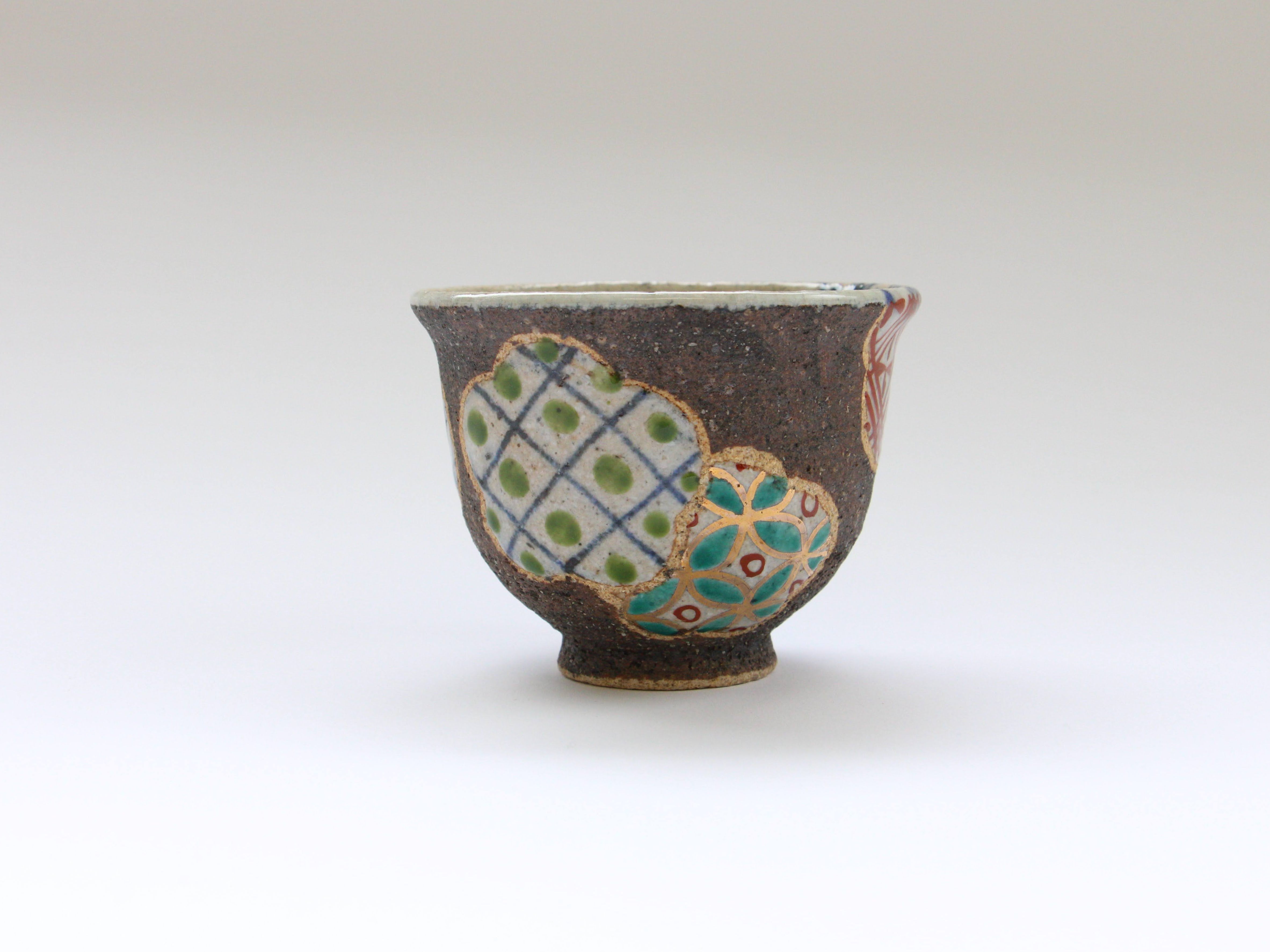 梅地紋湯呑 赤【洸彩窯】