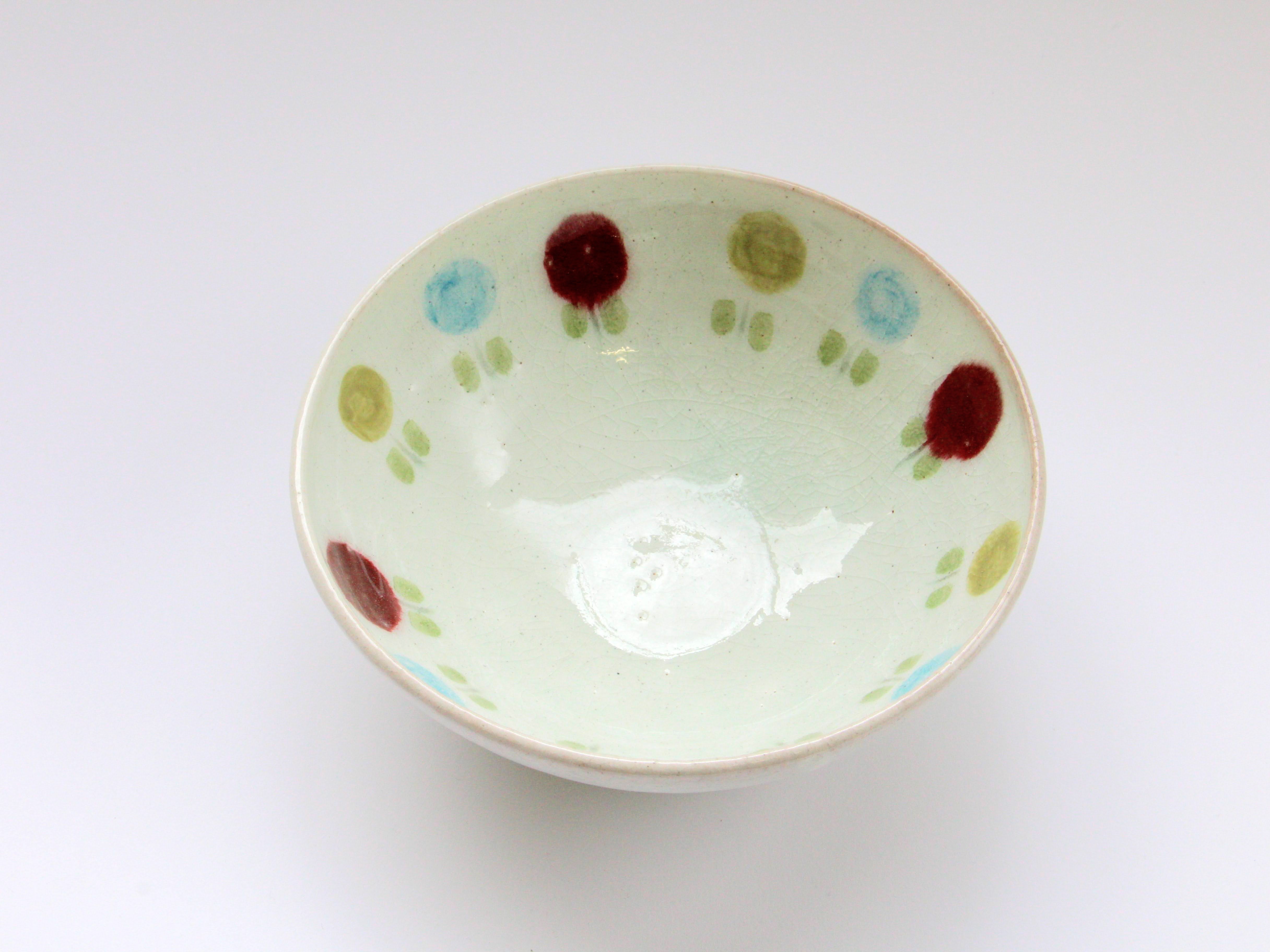 三色花紋5.5寸丸鉢【巌陶房】