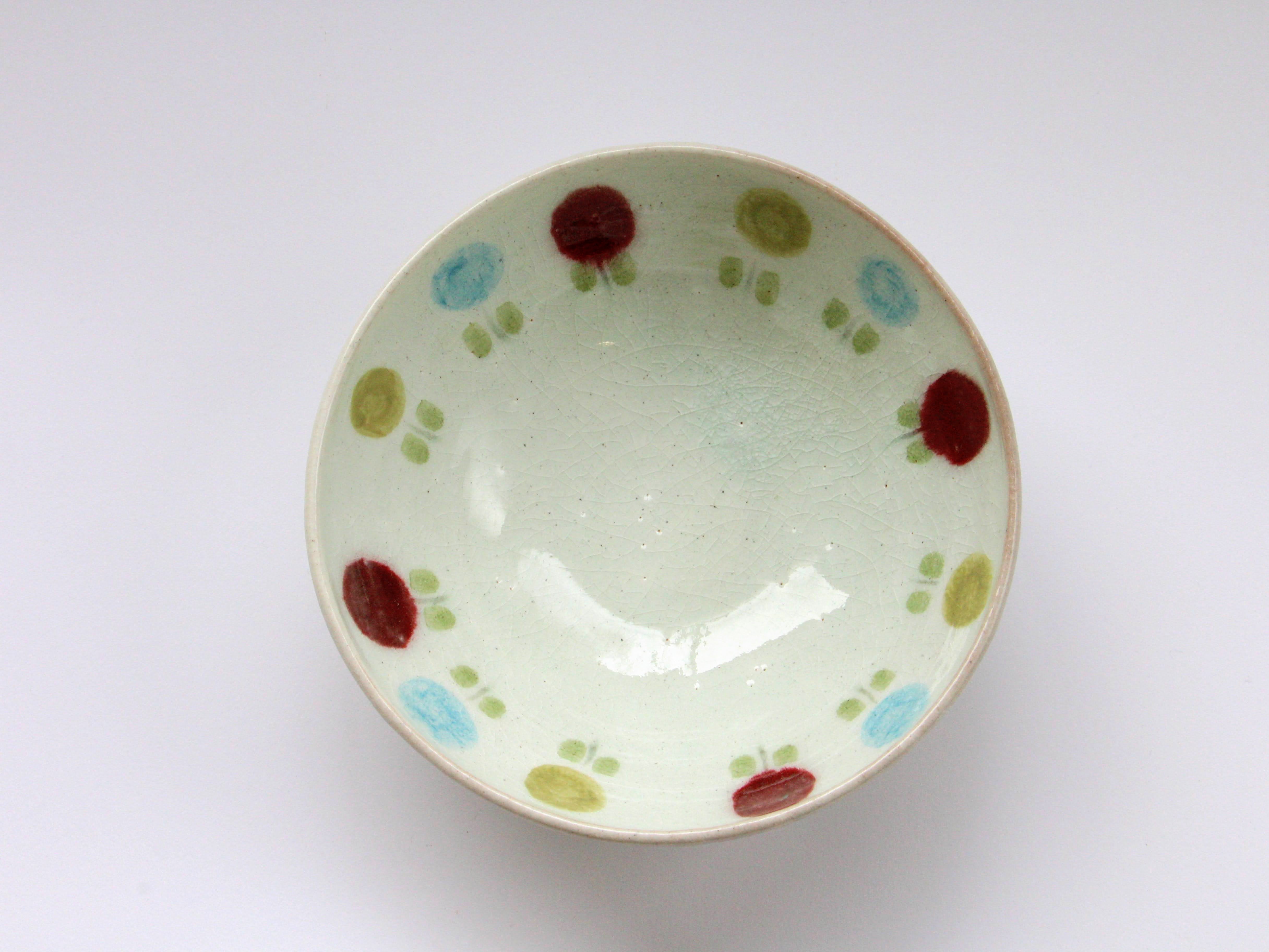 三色花紋5.5寸丸鉢【巌陶房】