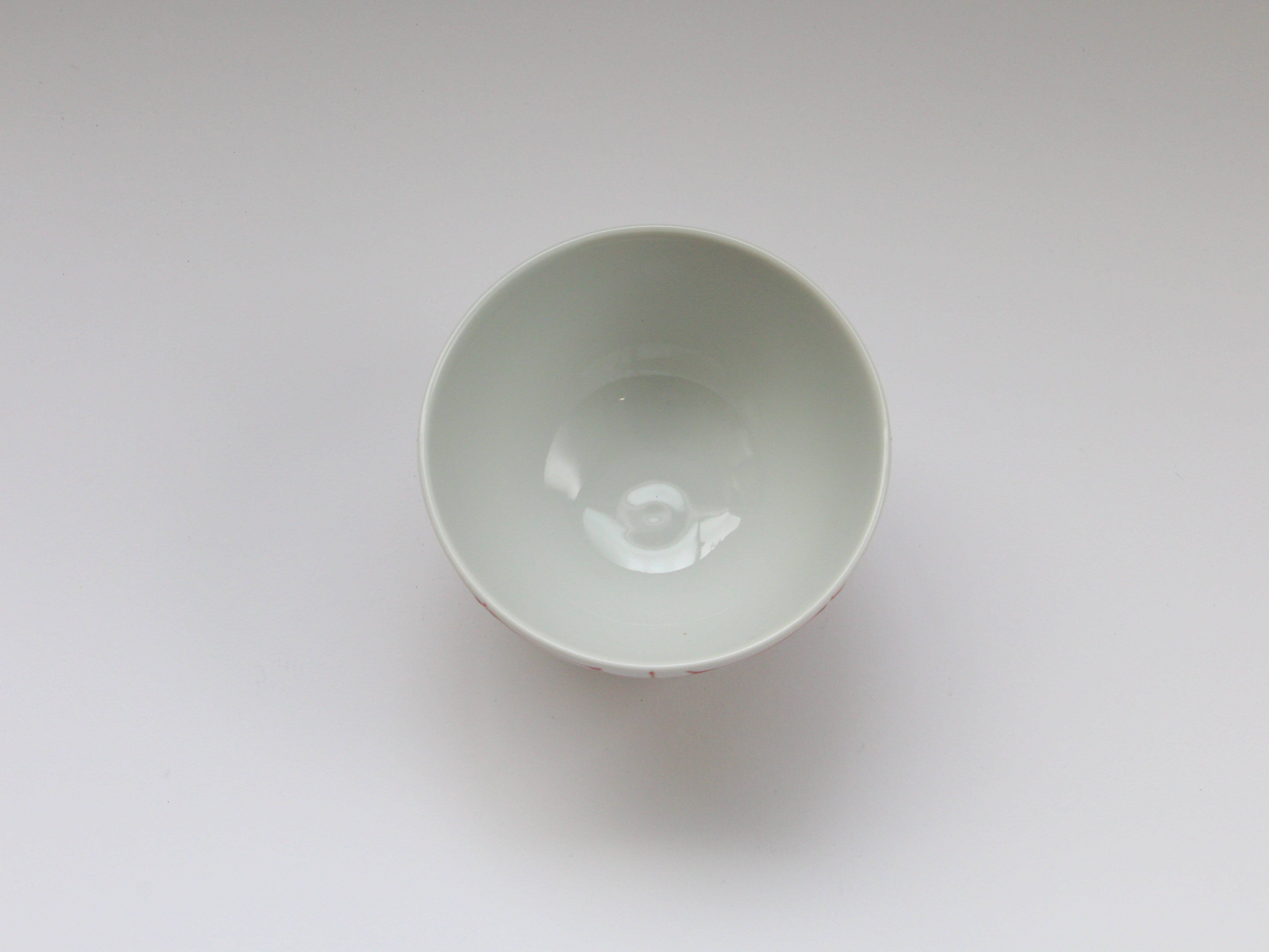 一珍麻の葉もてなし飯碗 小 赤【福峰窯】