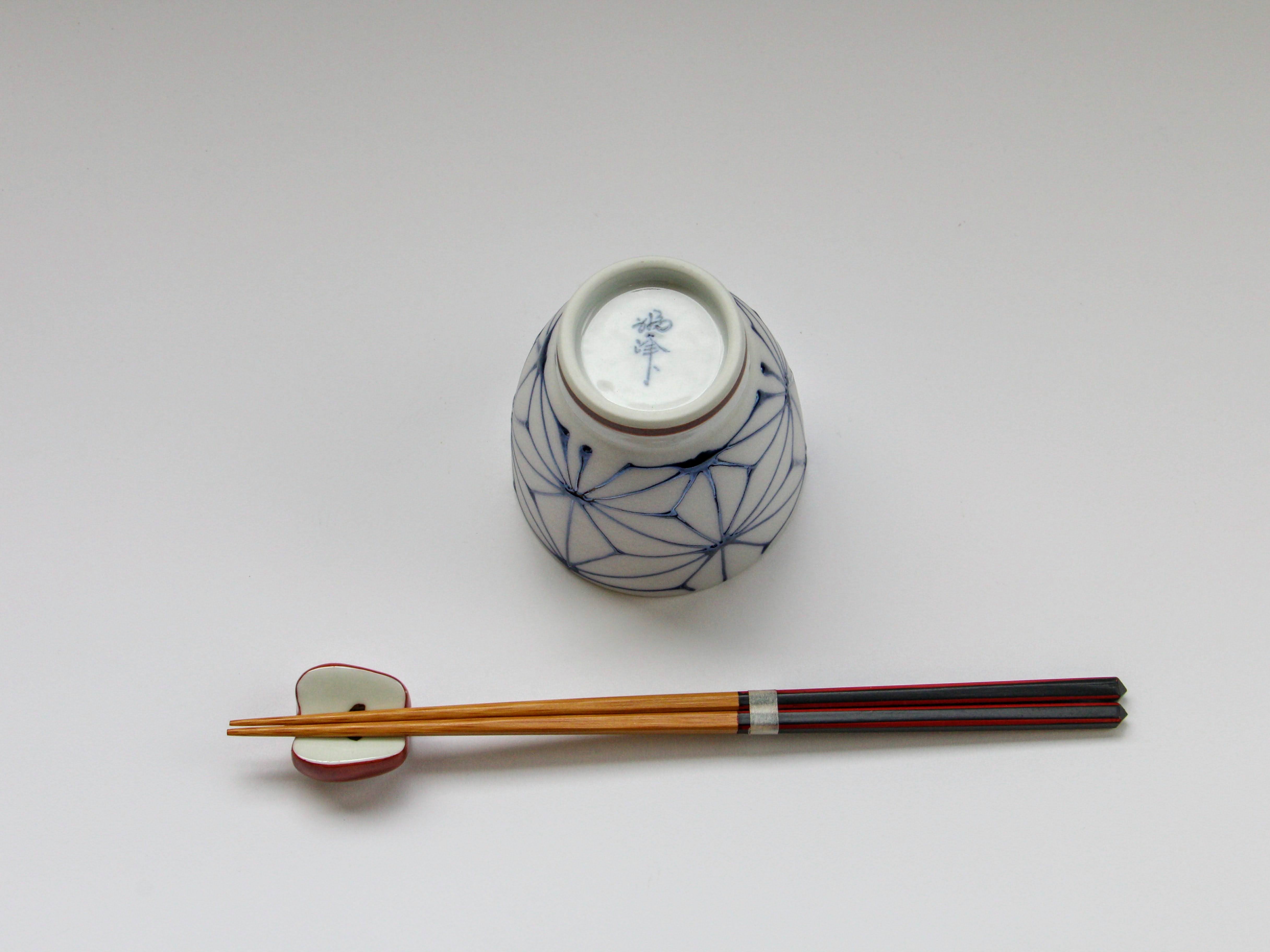 一珍麻の葉もてなしコップ 小 青【福峰窯】