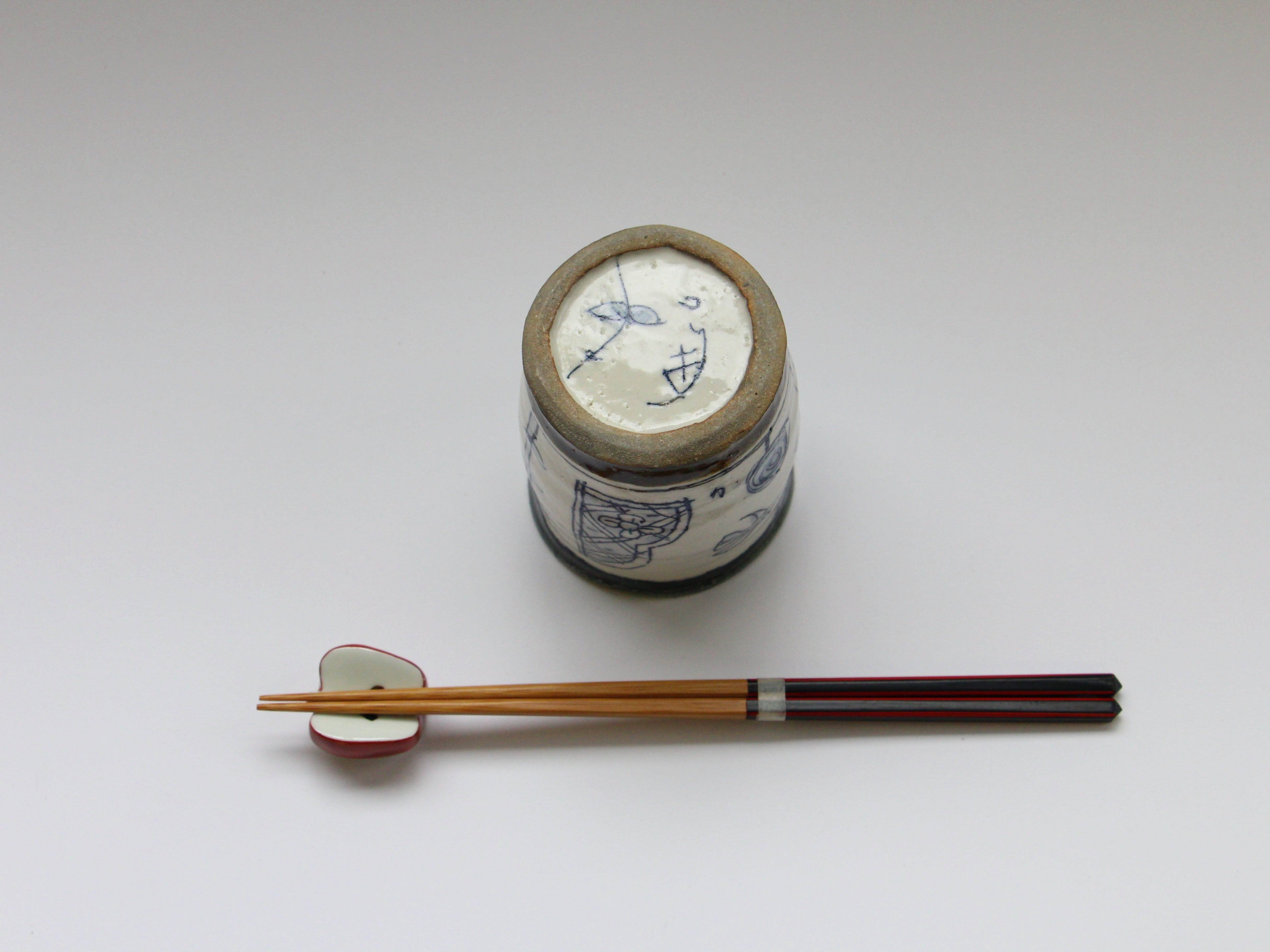 湯呑 青 花と鳥【加藤淳】