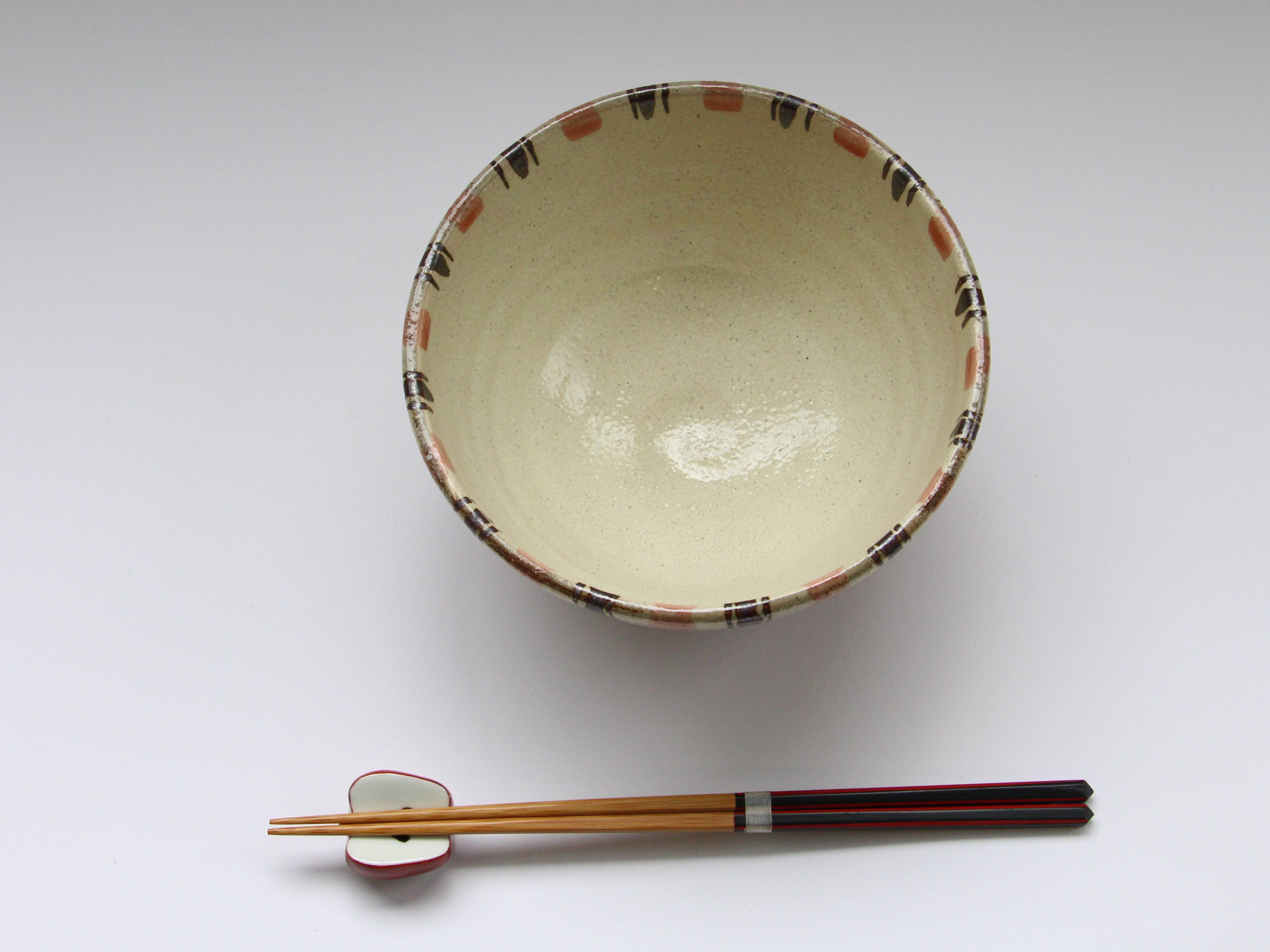 粉引鉄線十草丼 赤【赤根真次】