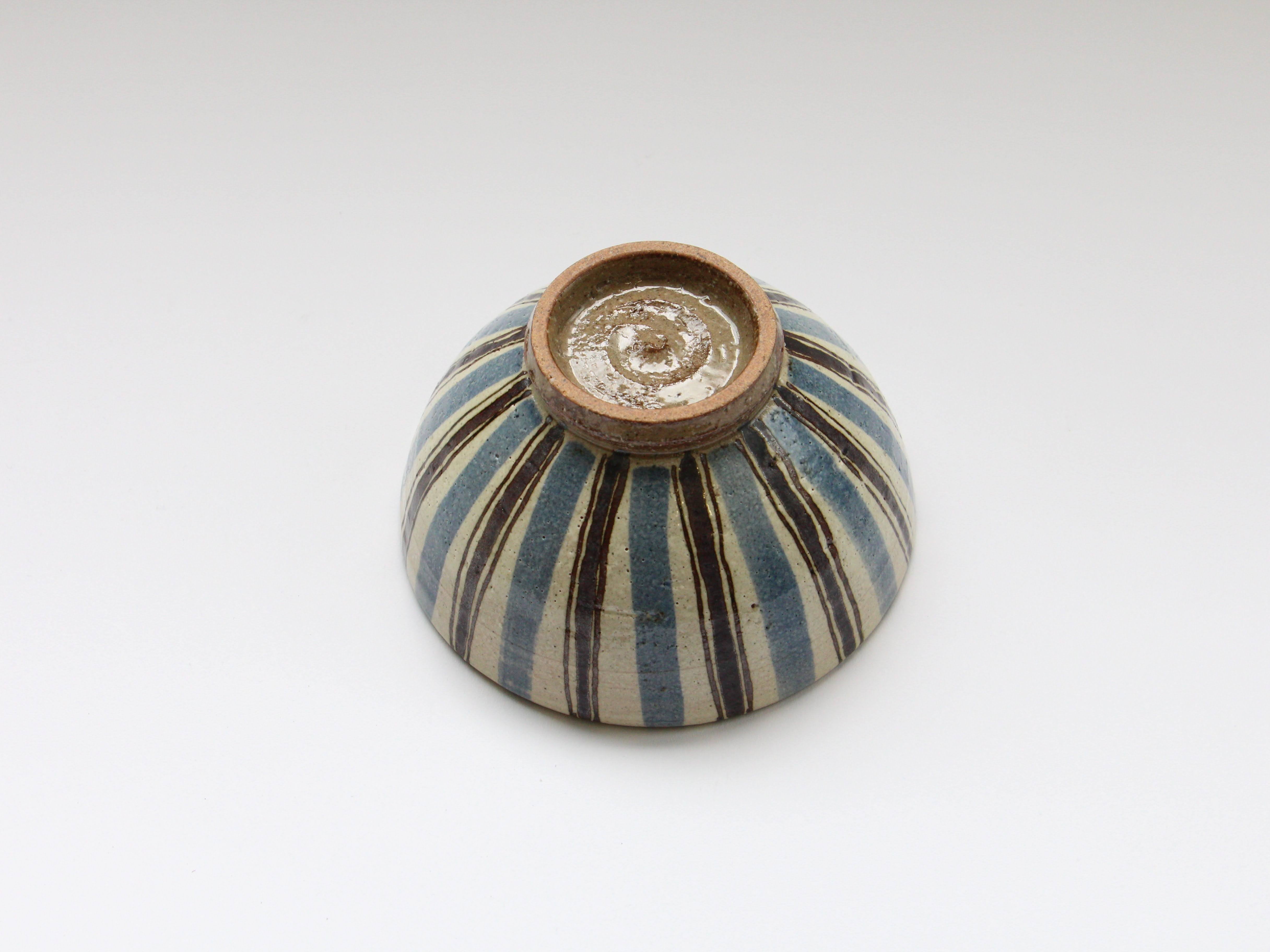 粉引鉄線十草飯碗 青【赤根真次】