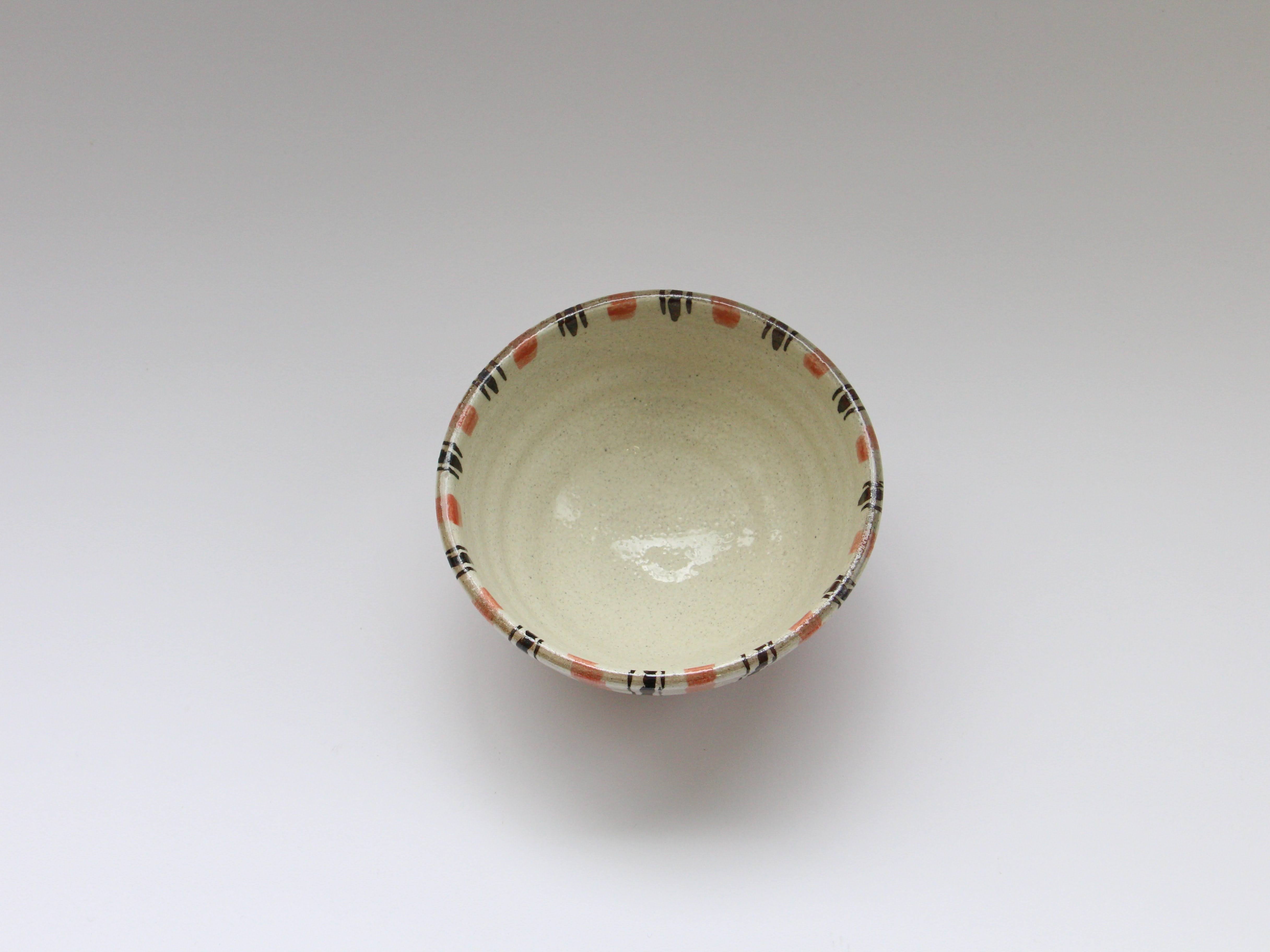 粉引鉄線十草飯碗 赤【赤根真次】