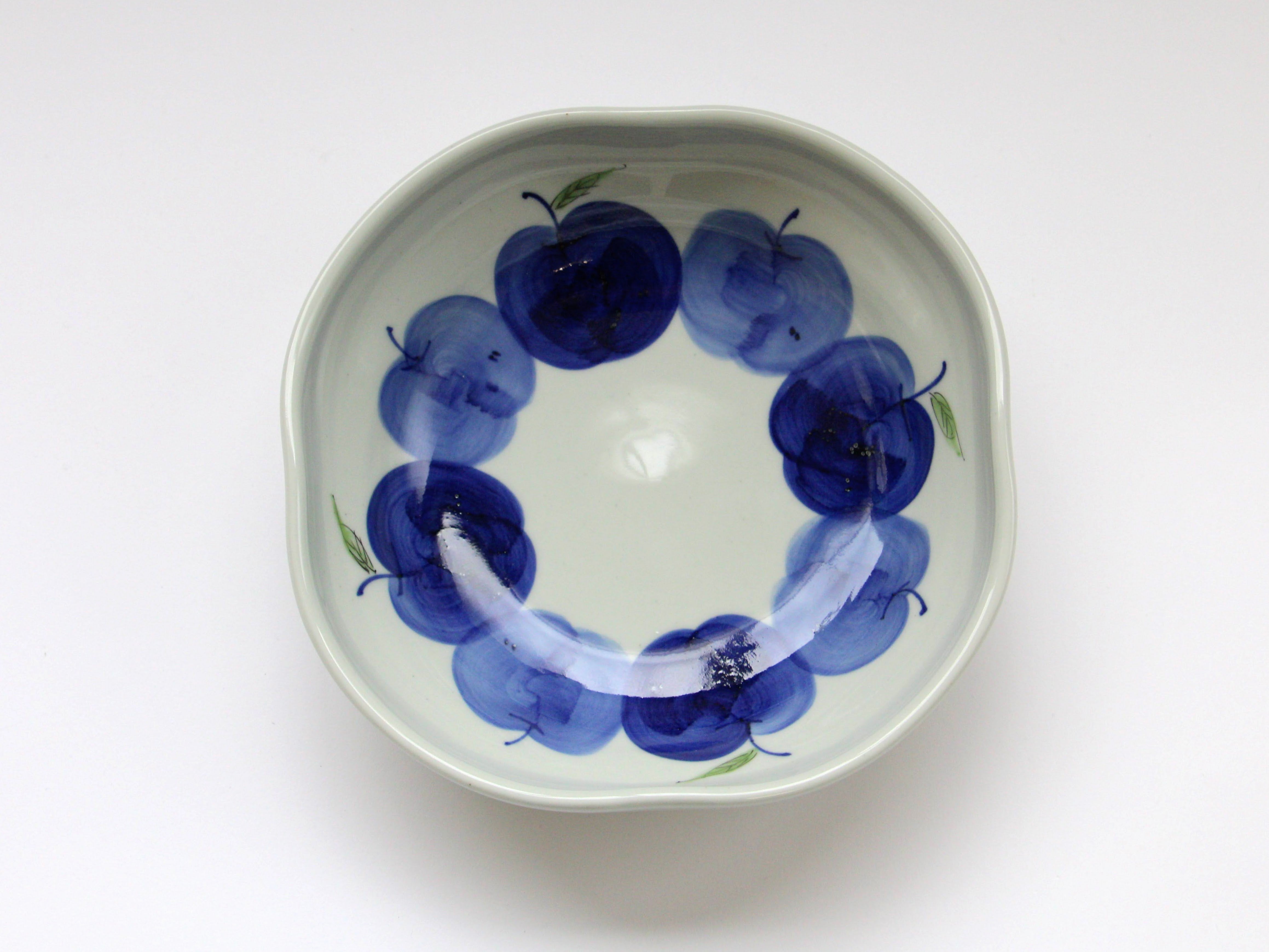 りんご四方鉢 中【敏彩窯】