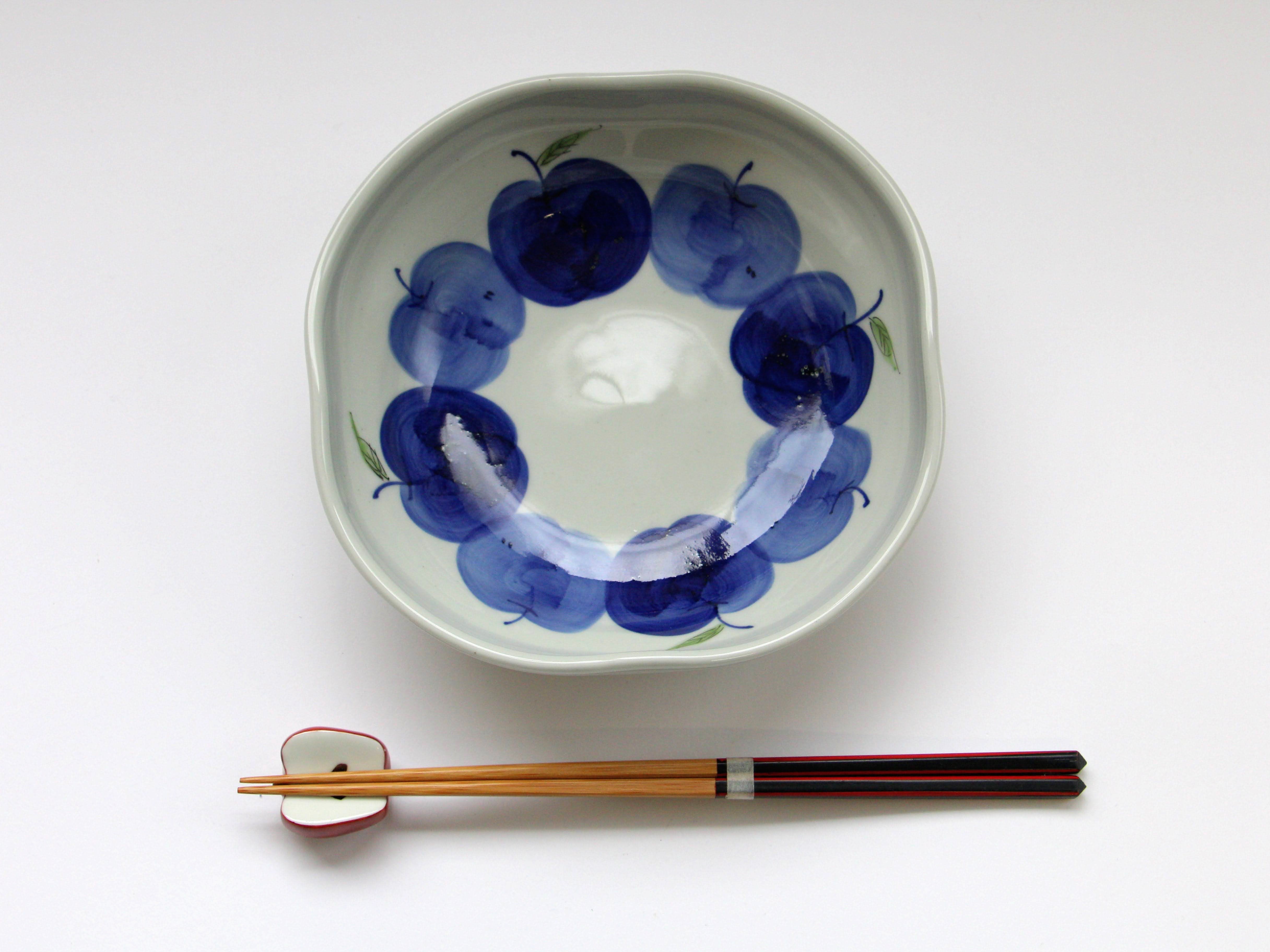 りんご四方鉢 中【敏彩窯】