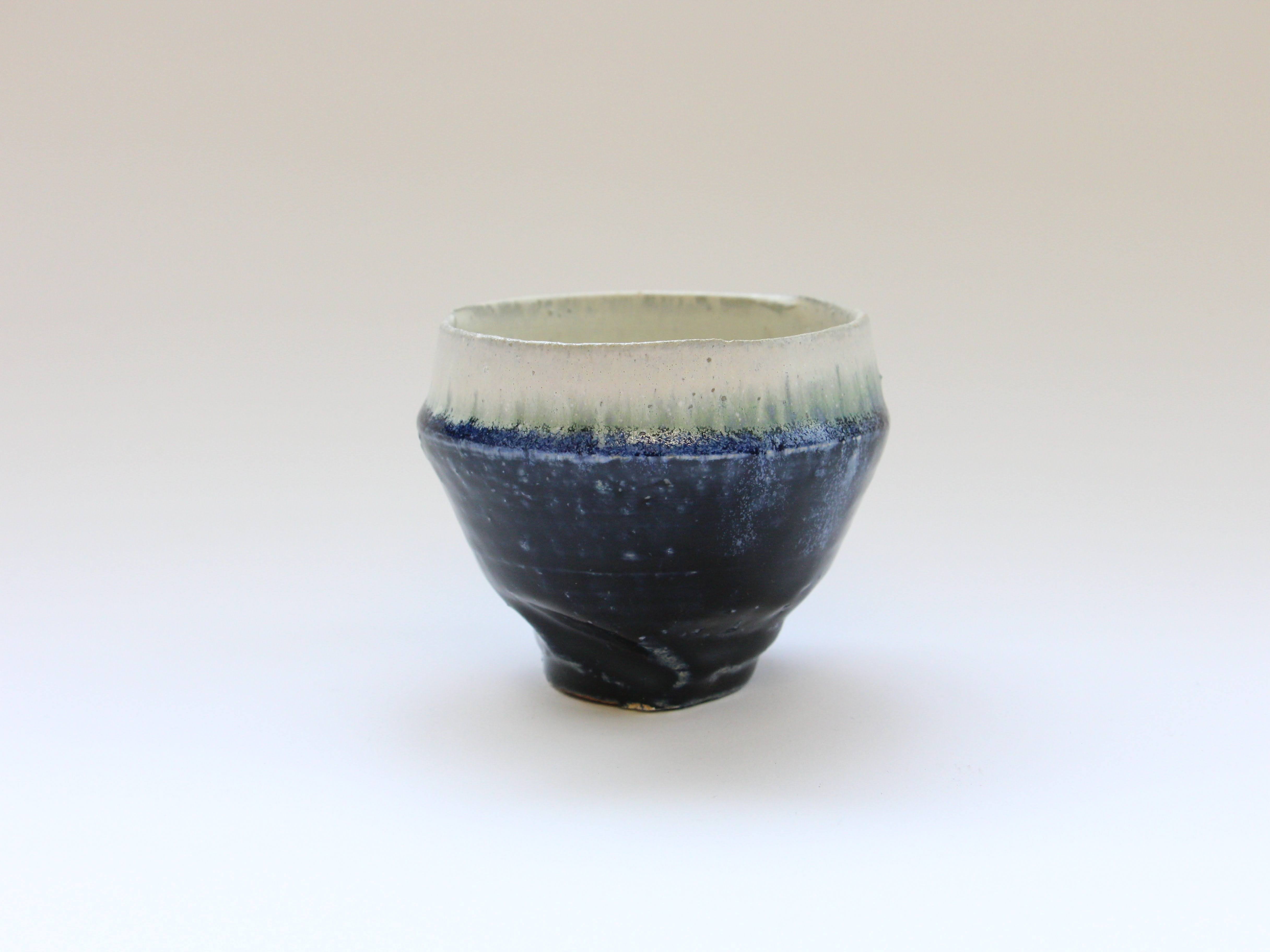 藍釉白マット胴絞り汲出 大【山本一仁】