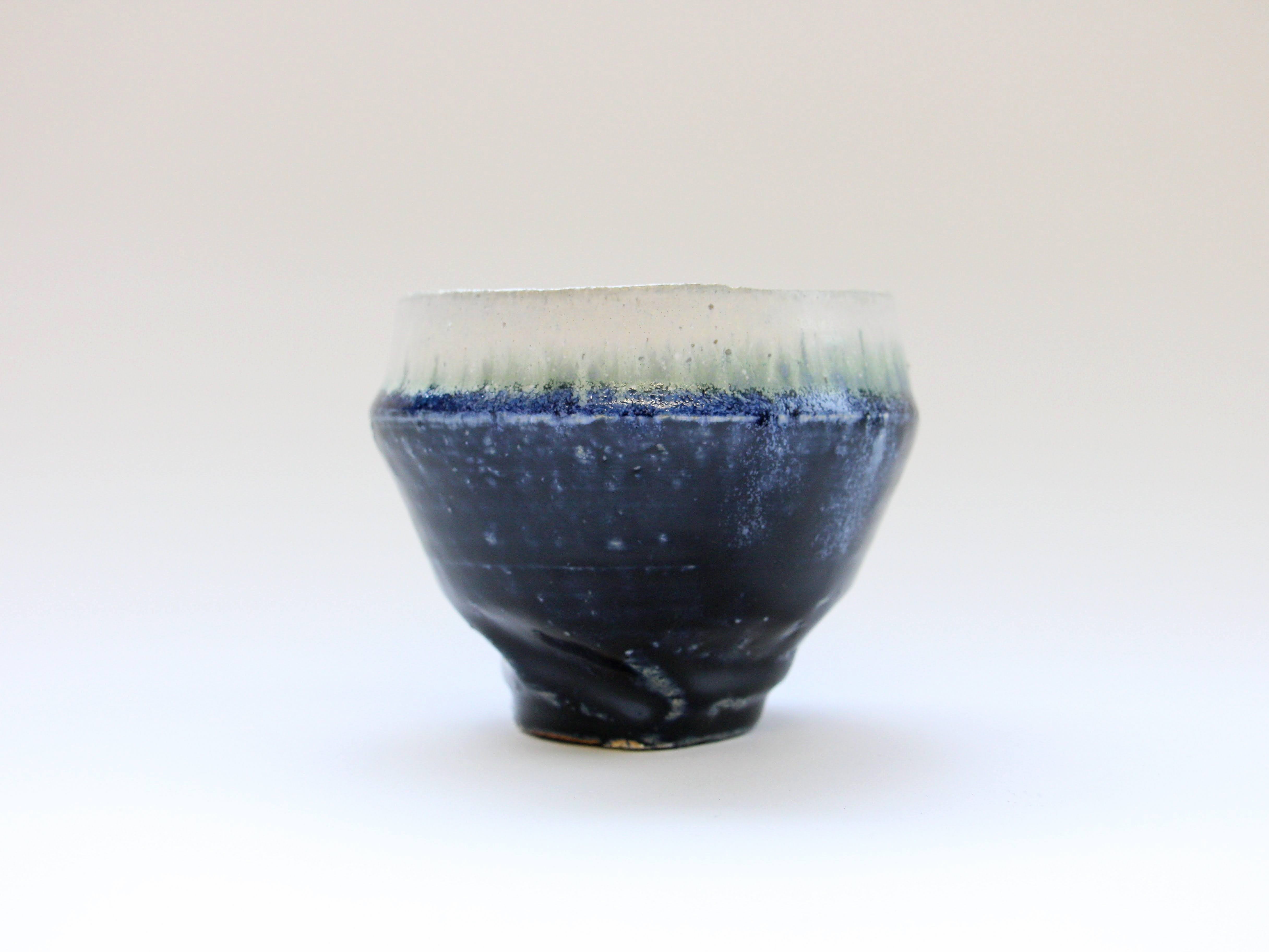 藍釉白マット胴絞り汲出 大【山本一仁】