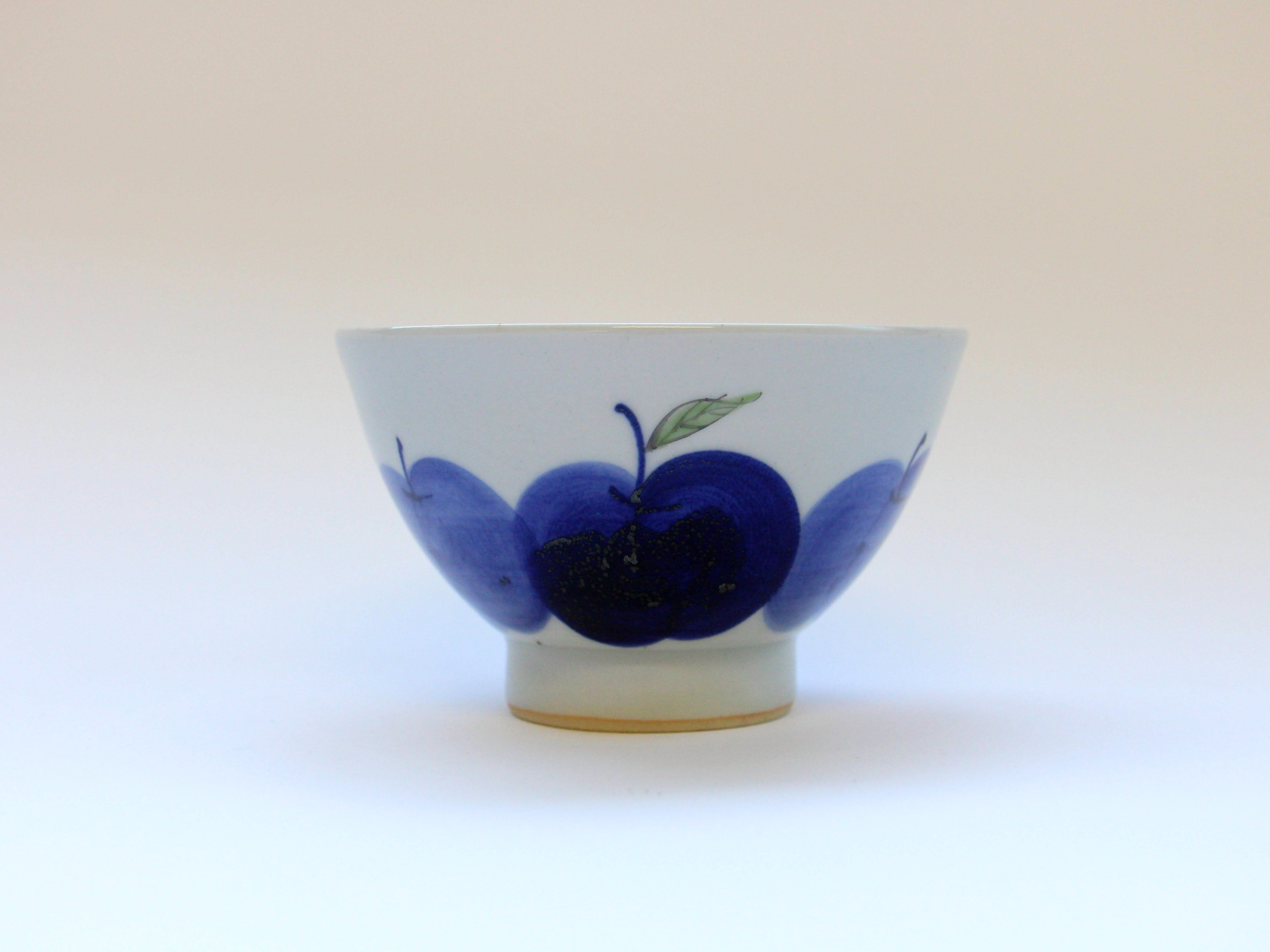 りんご飯碗 青【敏彩窯】