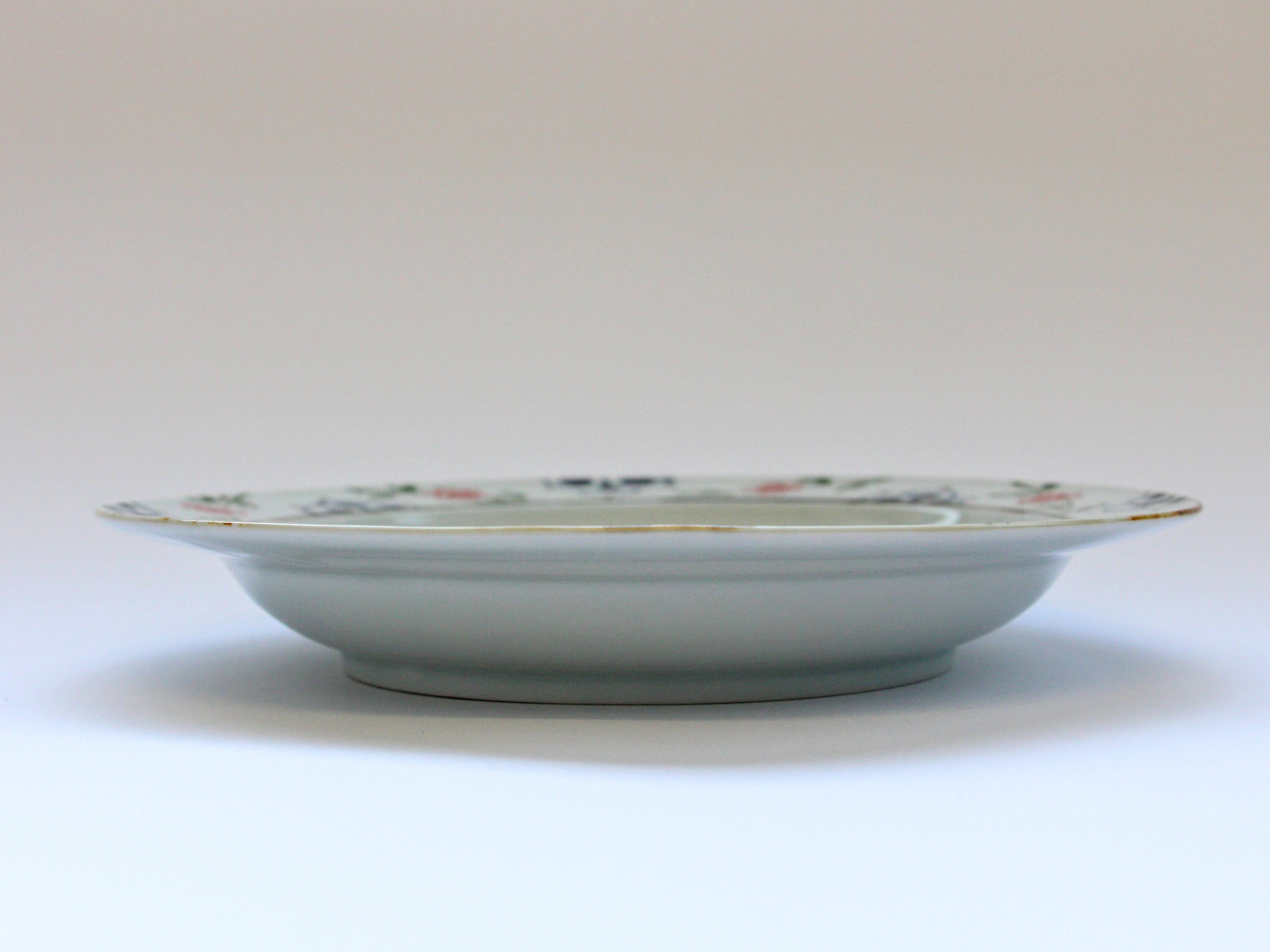 つる花唐草リムプレート赤 大【徳七窯】