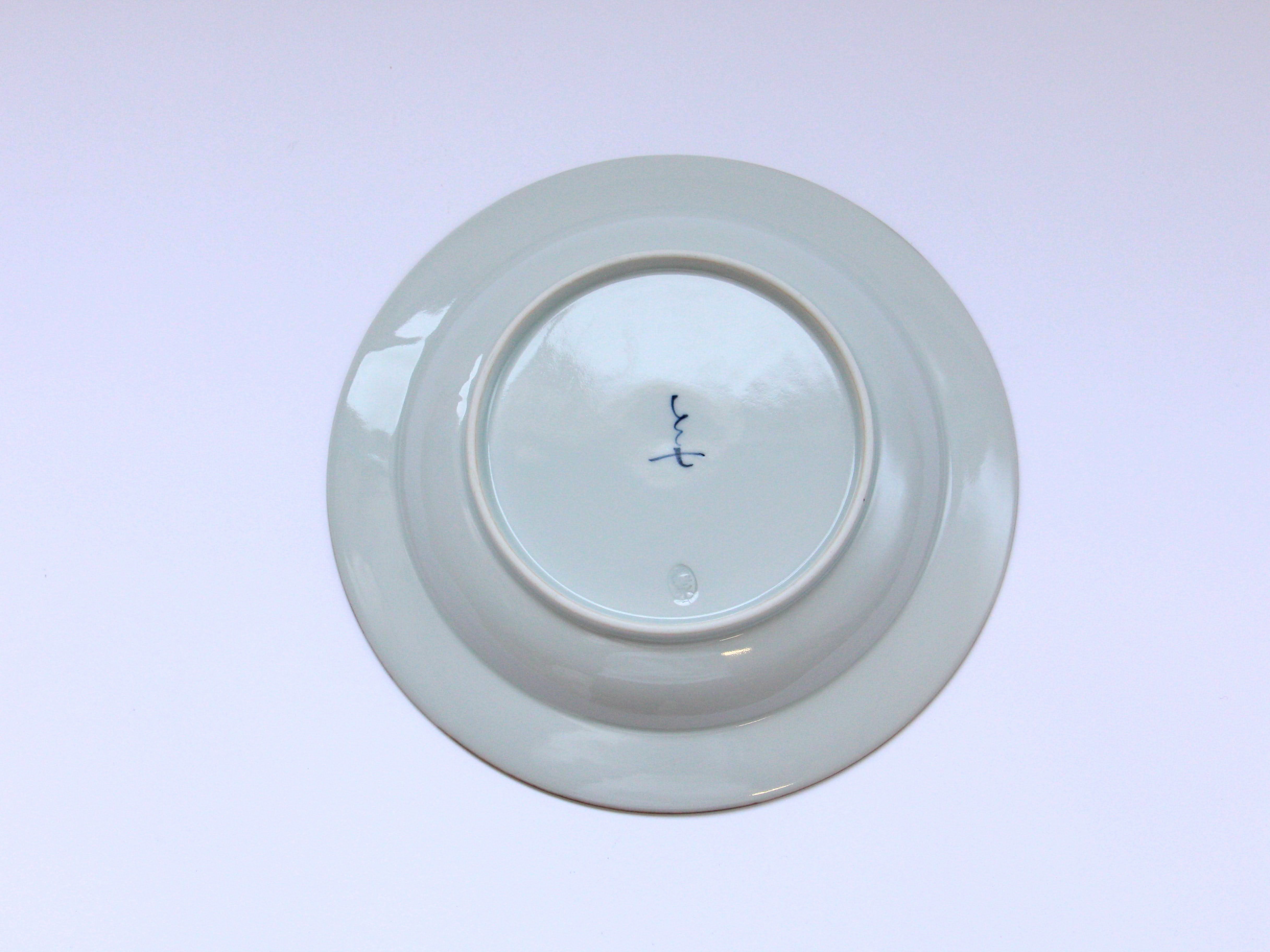 つる花唐草リムプレート 青 大【徳七窯】