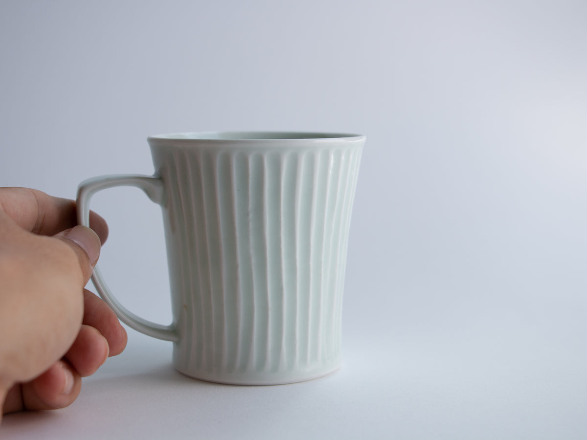 灰釉しのぎマグ【陶房青】
