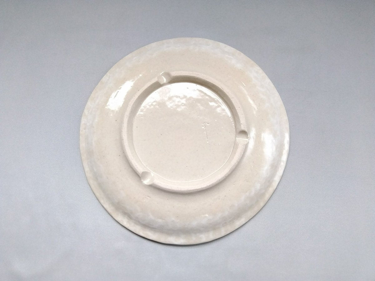 粉引地牡丹7.5寸丸皿 黄【加藤芳平】