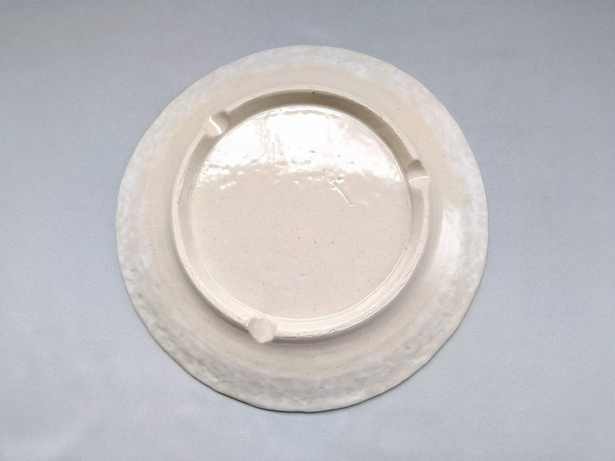 粉引地牡丹7.5寸丸皿 緑【加藤芳平】